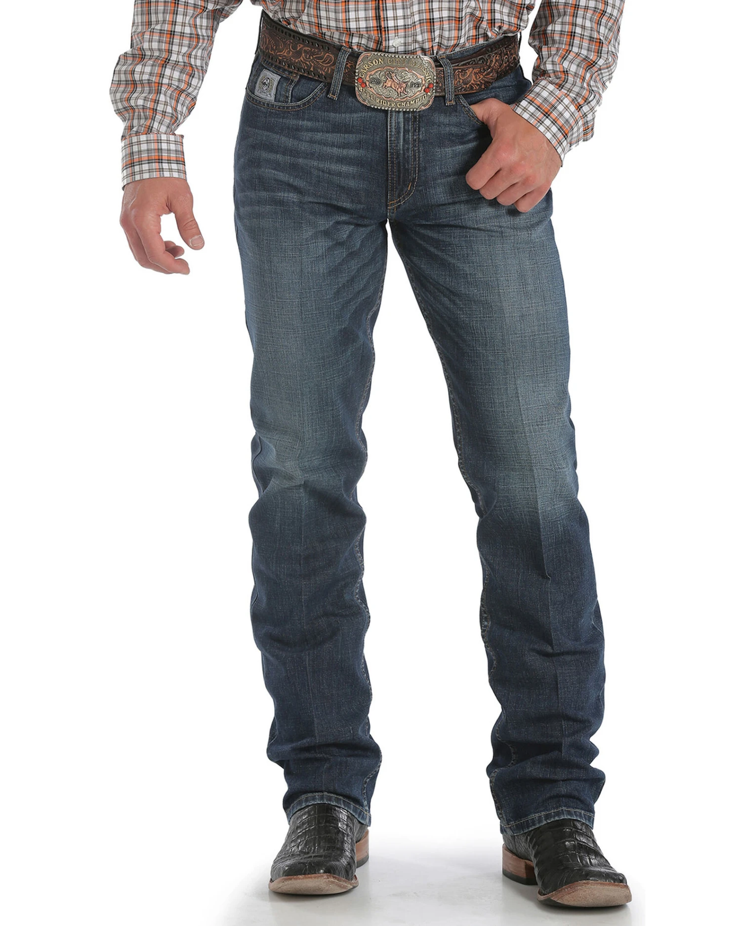 Cinch Men's Silver Label Dark Wash Mid Rise Slim Straight Performance Jeans - Image 2