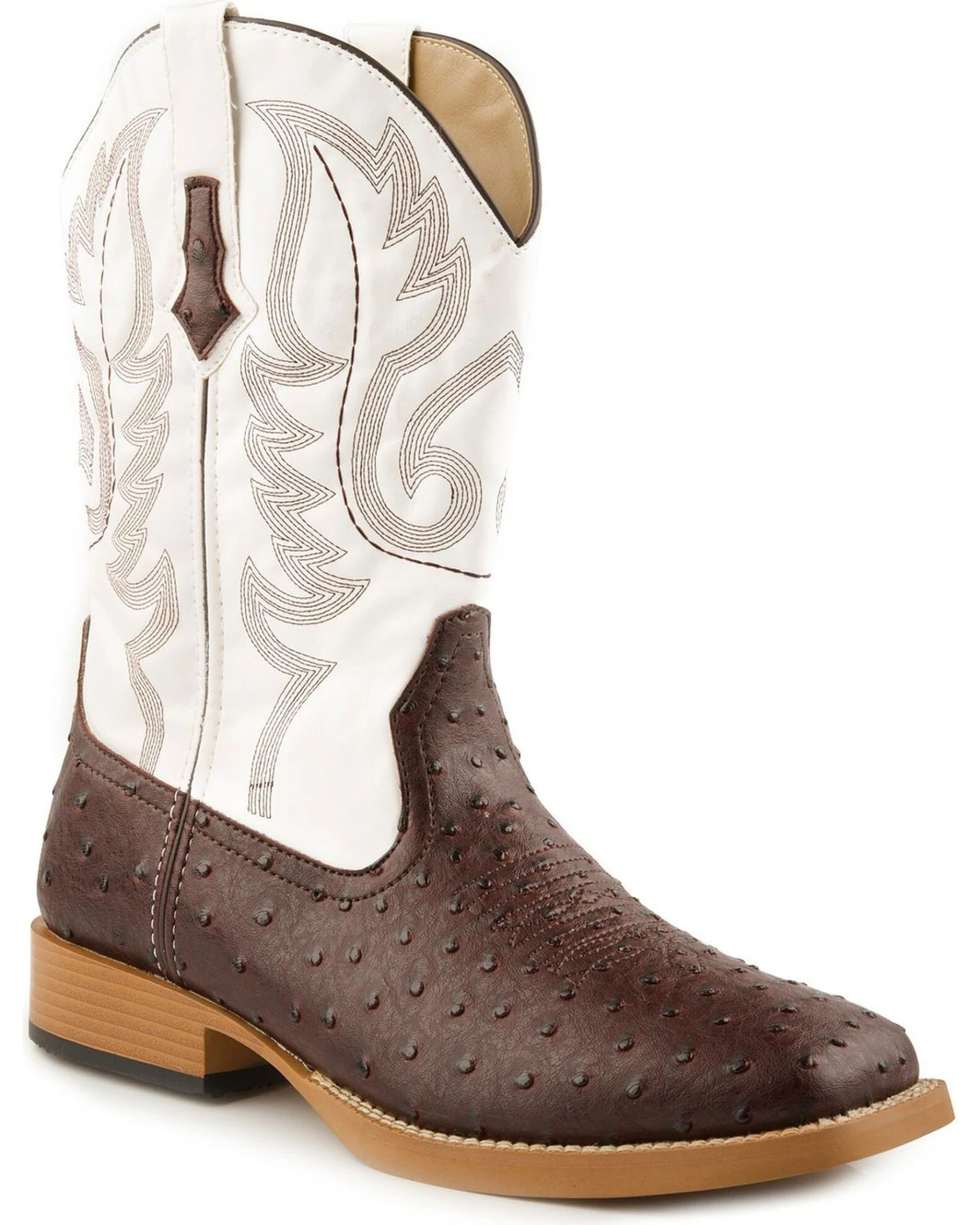 Roper Men's Faux Leather Ostrich Print Western Boots - Broad Square Toe - Image 2