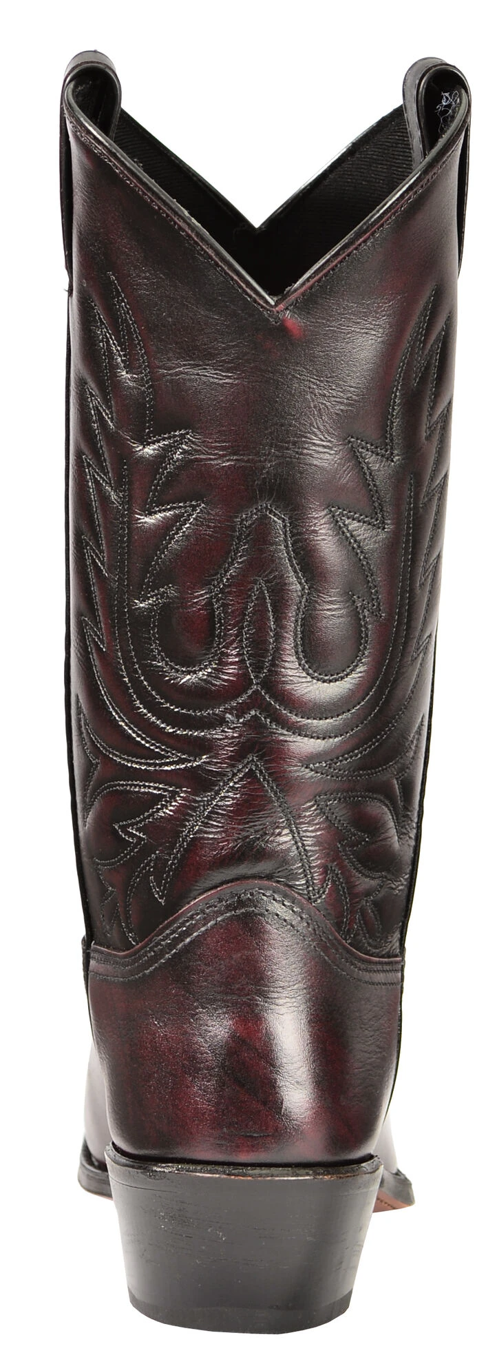 Abilene Black Cherry Polished Cowhide Boots - Medium Toe - Image 5