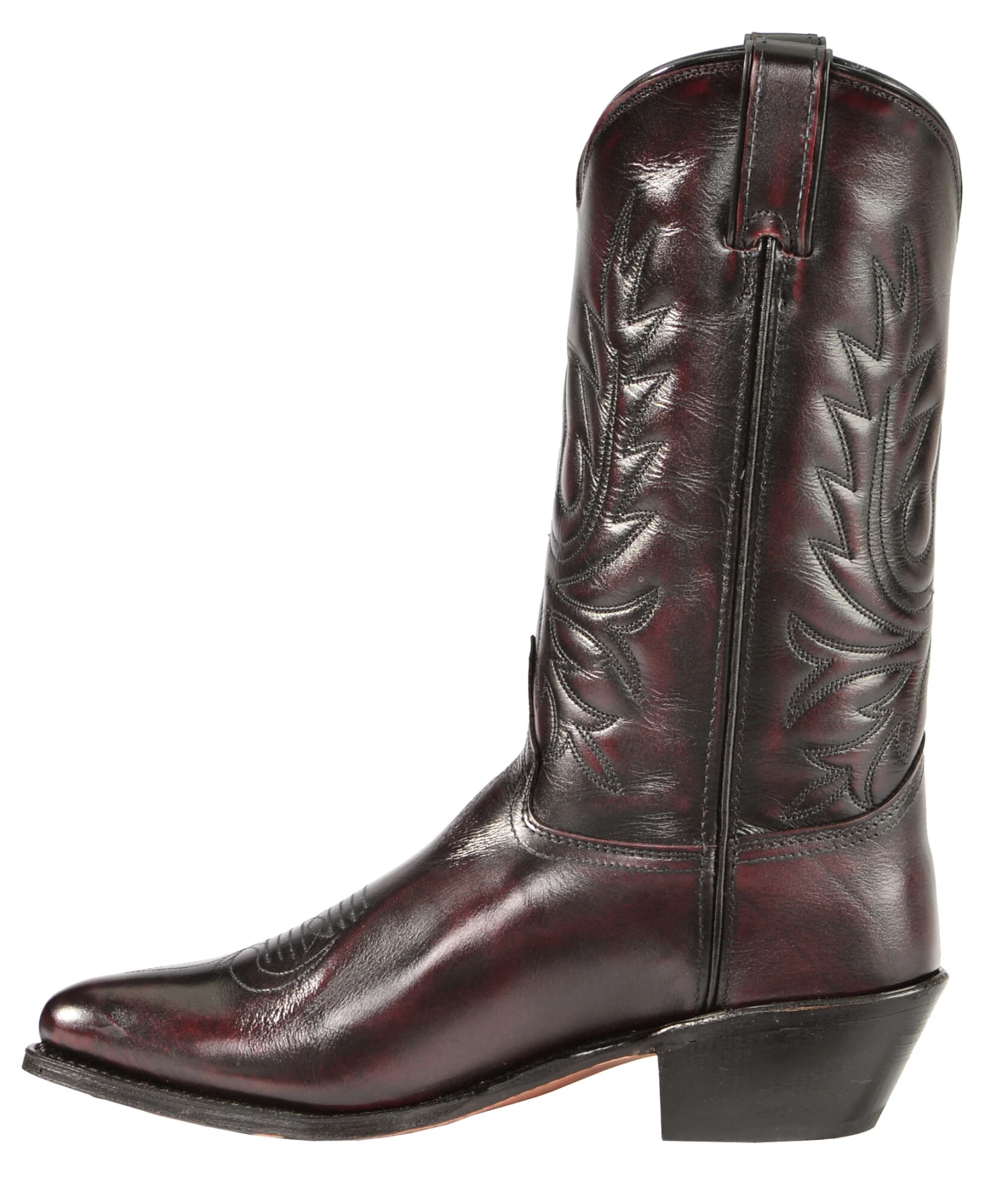 Abilene Black Cherry Polished Cowhide Boots - Medium Toe - Image 6