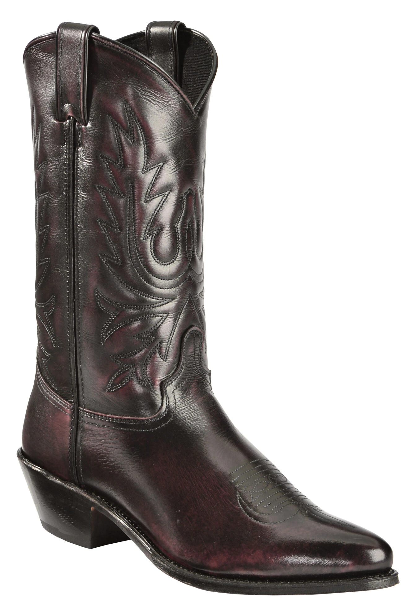 Abilene Black Cherry Polished Cowhide Boots - Medium Toe - Image 4
