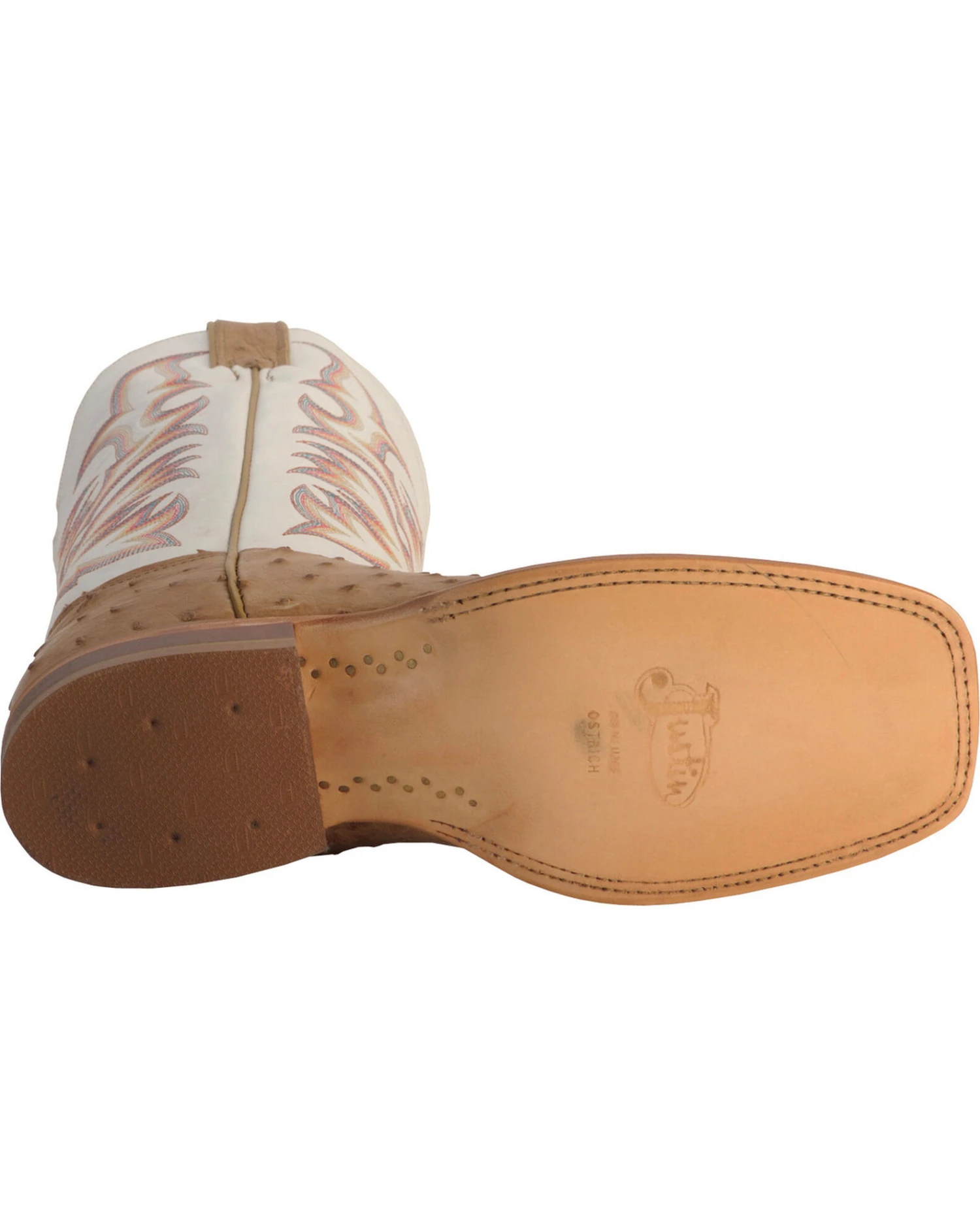 Justin Men's AQHA Full Quill Ostrich Western Boots - Broad Square Toe - Image 4