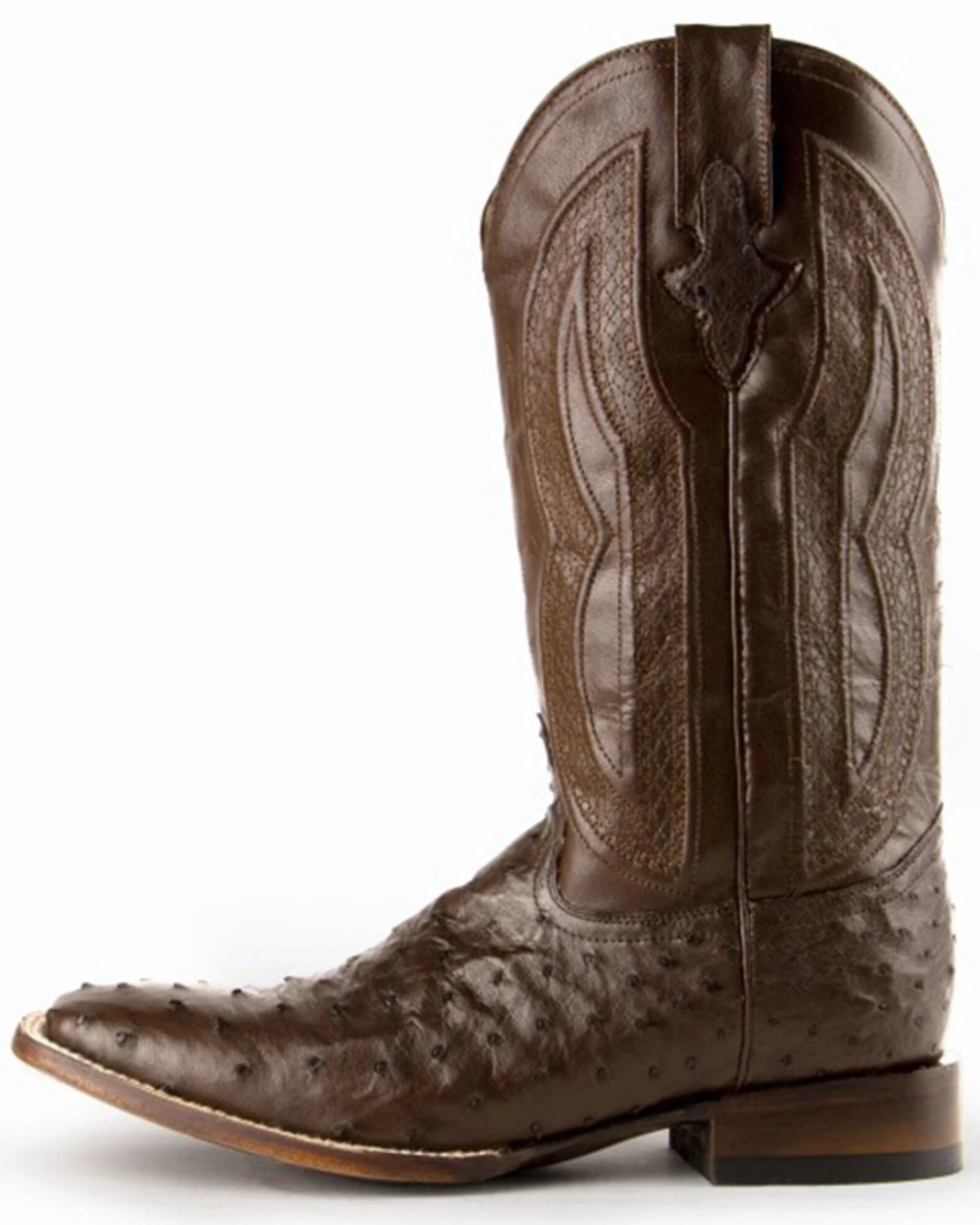 Ferrini Men's Cognac Full Quill Ostrich Western Boots - Broad Square Toe - Image 12
