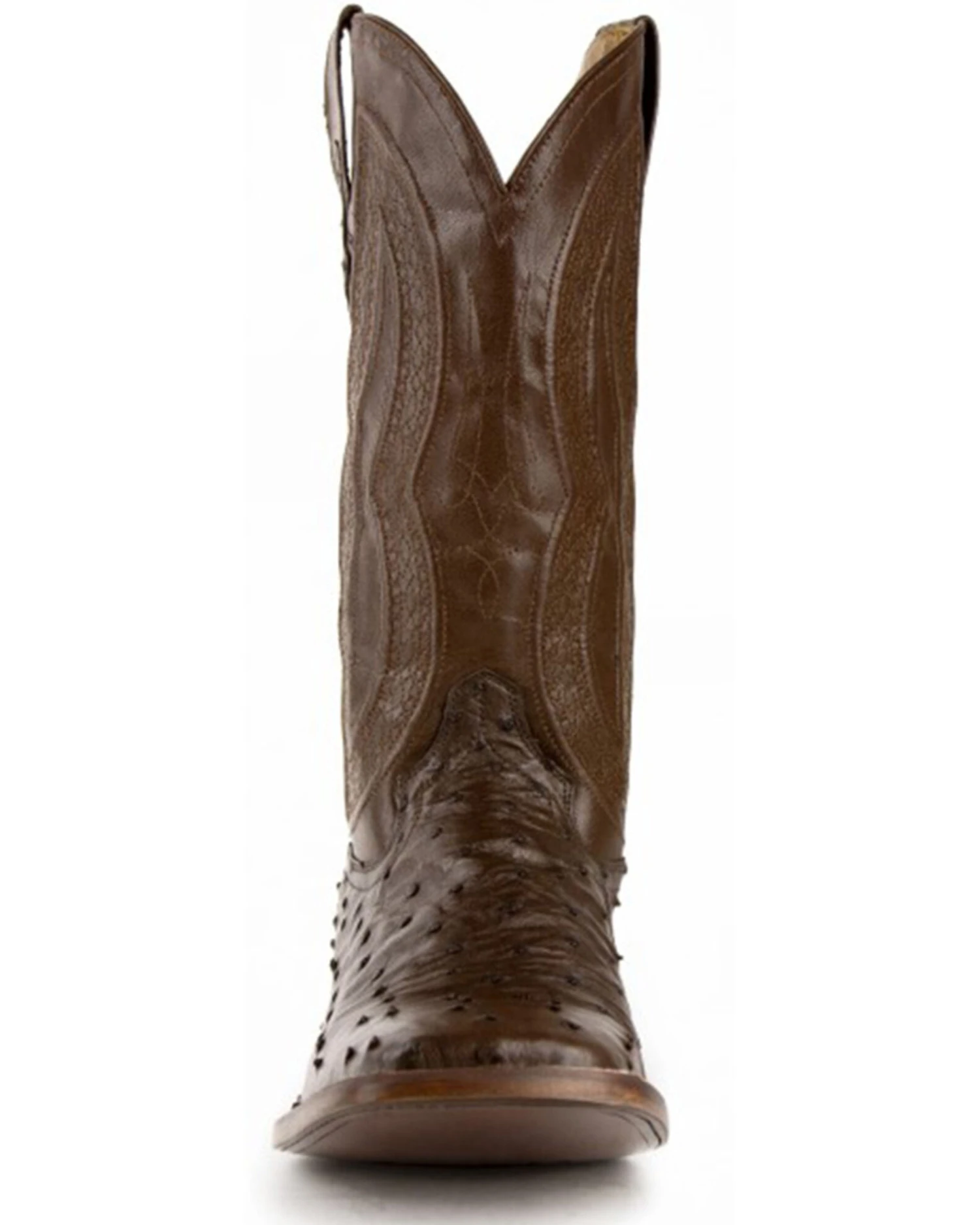 Ferrini Men's Cognac Full Quill Ostrich Western Boots - Broad Square Toe - Image 3