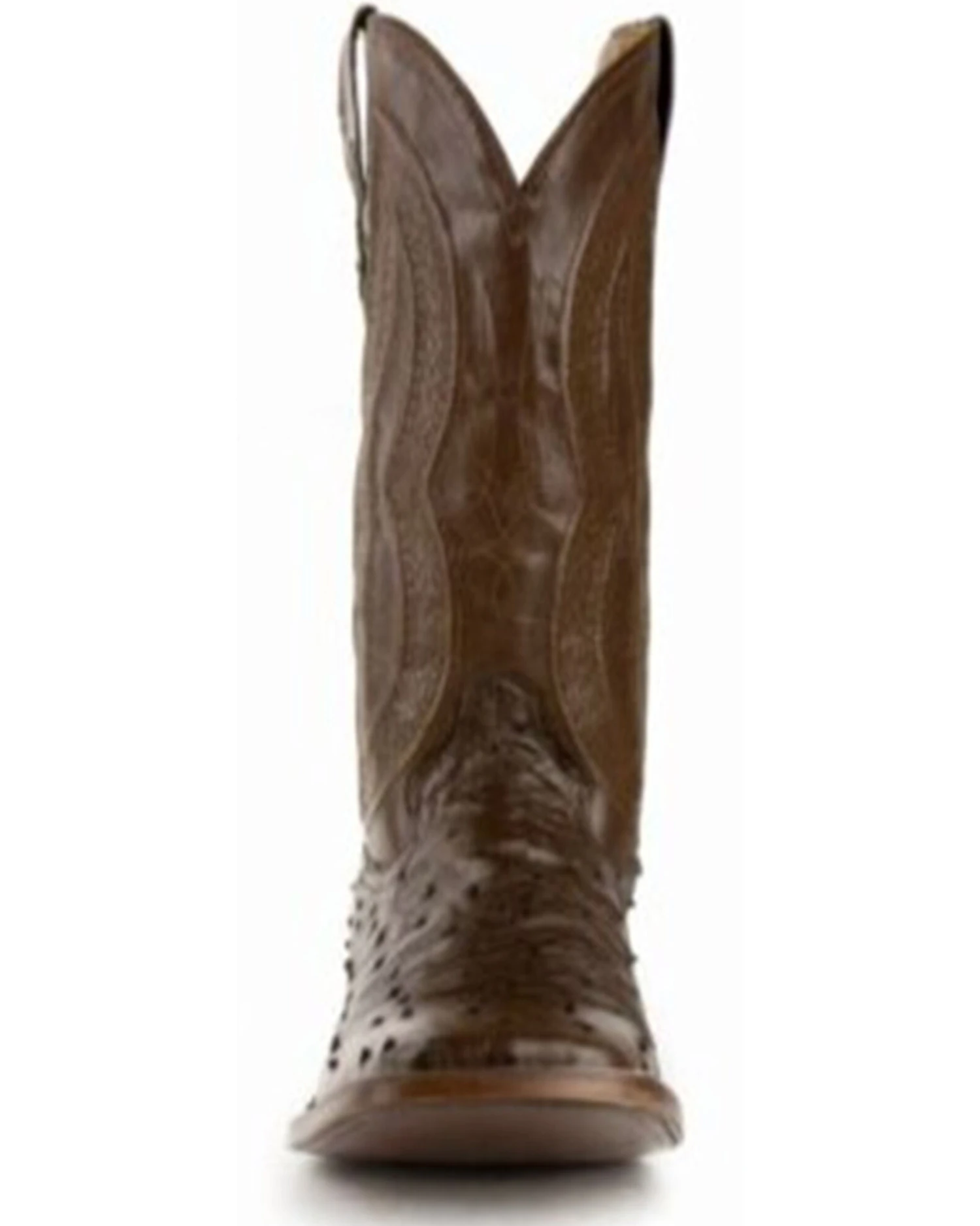 Ferrini Men's Cognac Full Quill Ostrich Western Boots - Broad Square Toe - Image 5