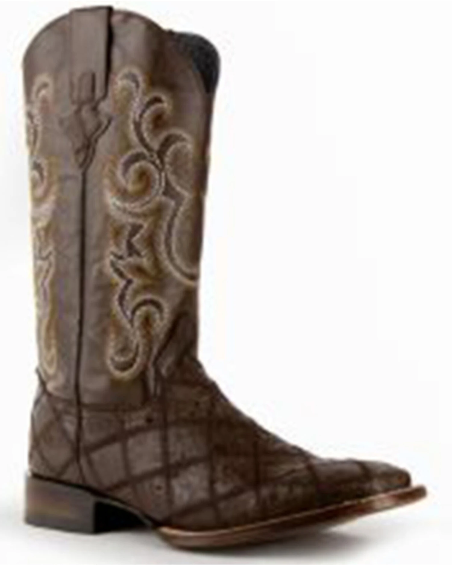 Ferrini Men's Ostrich Patchwork Exotic Western Boots - Broad Square Toe - Image 2