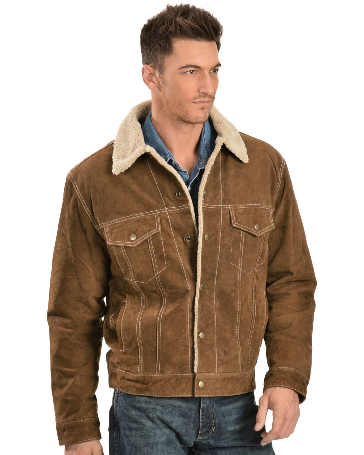 Scully Men's Sherpa Lined Boar Suede Jacket