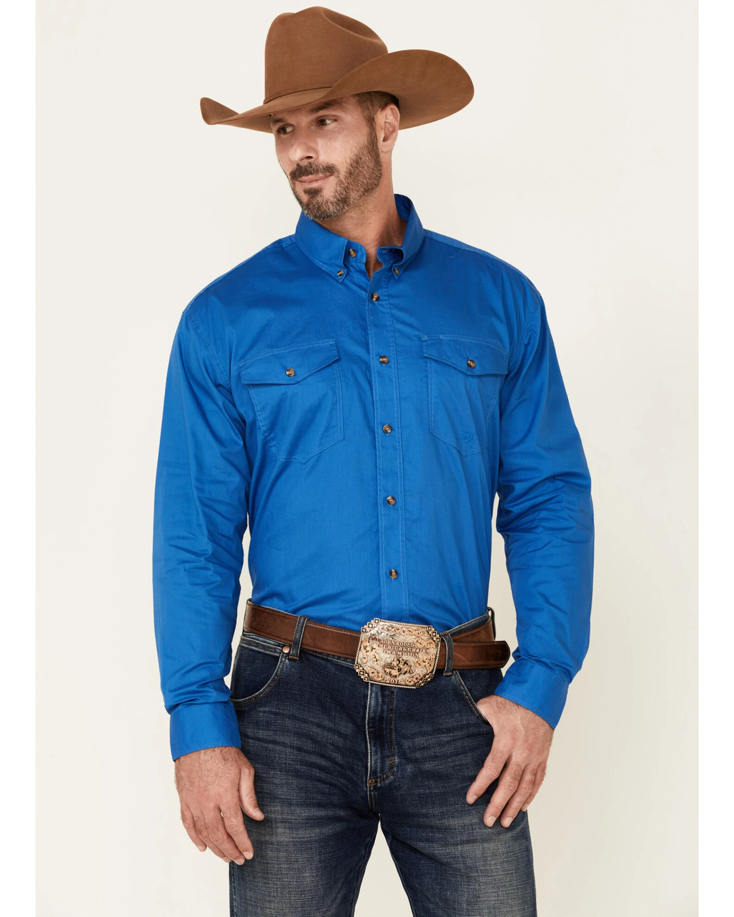Roper Men's Solid Amarillo Collection Long Sleeve Western Shirt