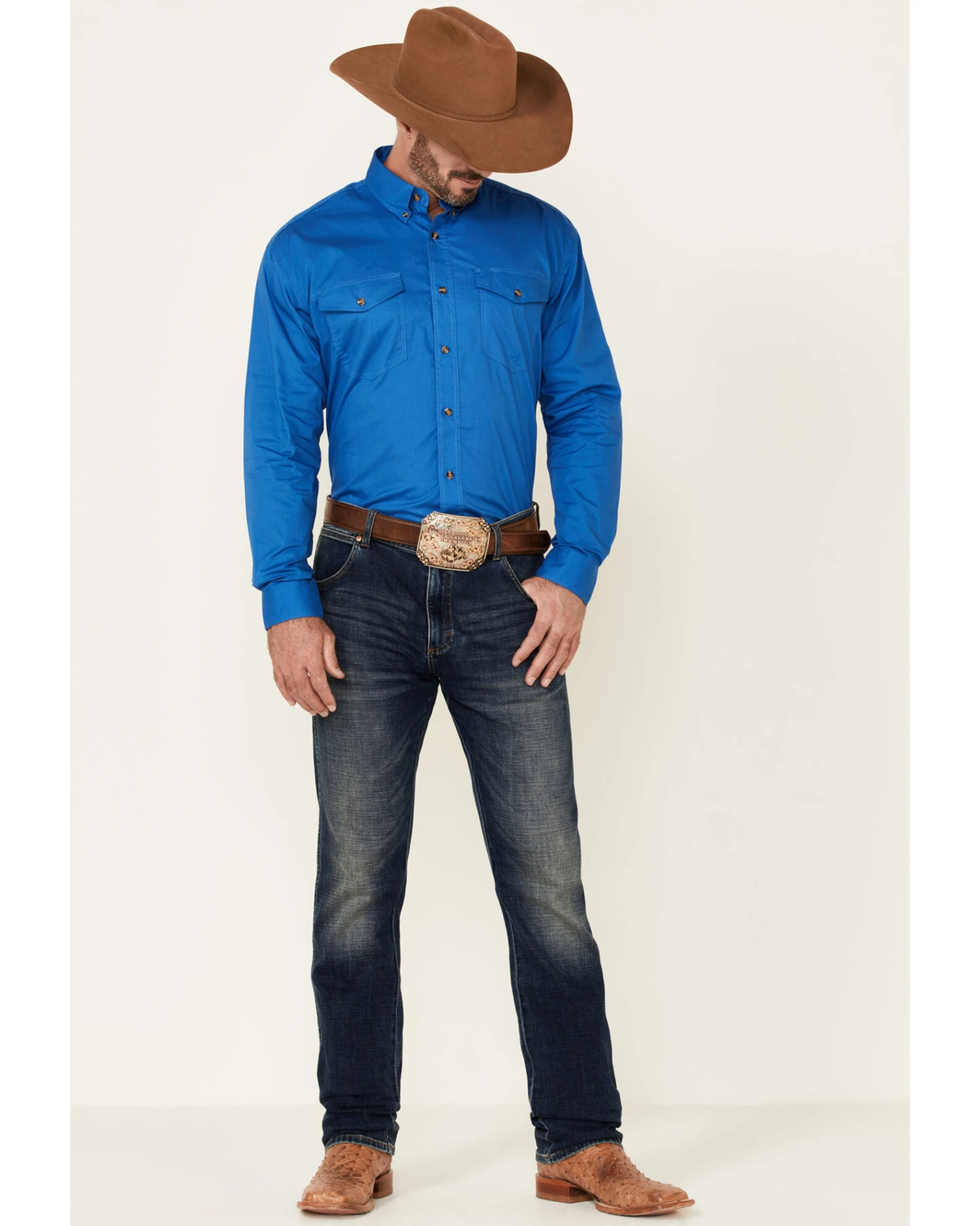 Roper Men's Solid Amarillo Collection Long Sleeve Western Shirt - Image 3