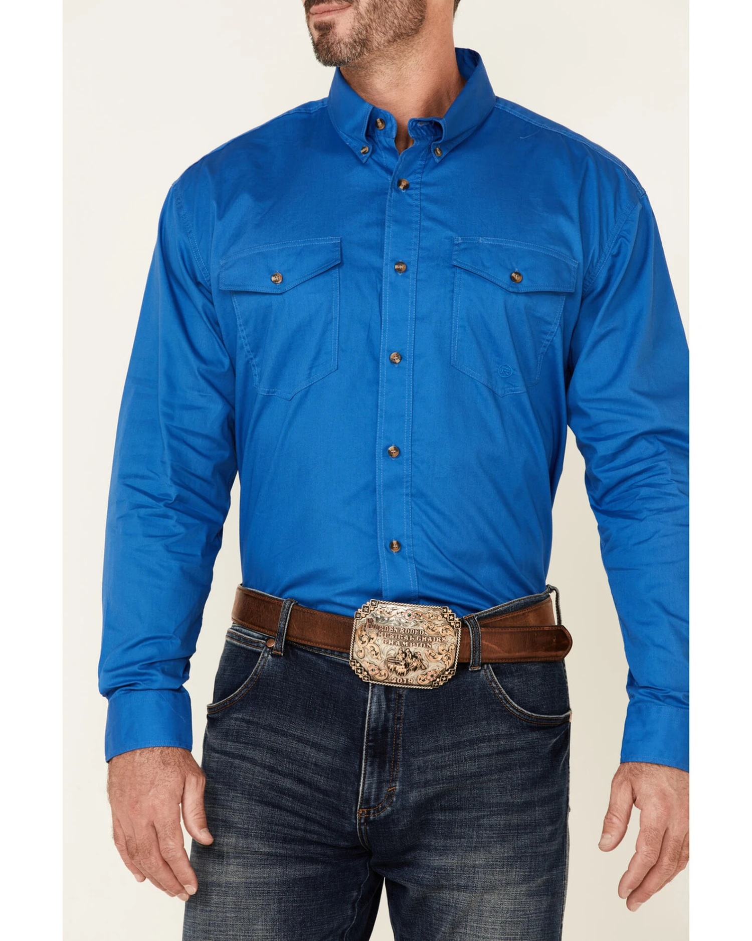 Roper Men's Solid Amarillo Collection Long Sleeve Western Shirt - Image 4