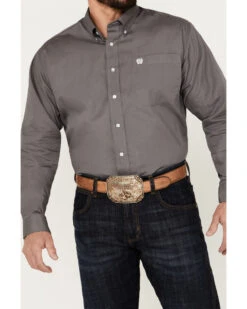 Cinch C‌inch Men's Solid Dove Gray Button Long Sleeve Shirt