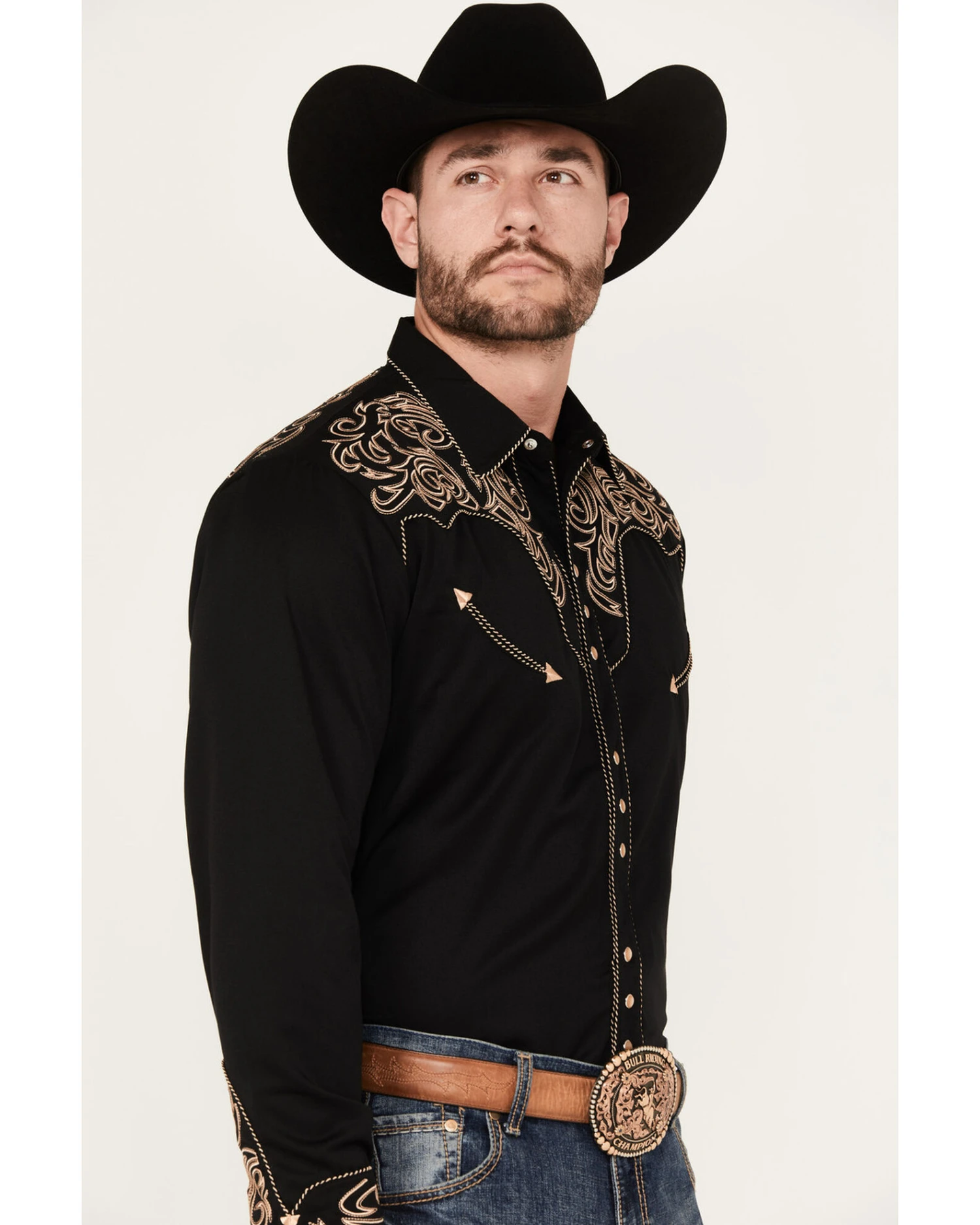 Scully Men's Embroidered Scroll Long Sleeve Snap Western Shirt - Image 6