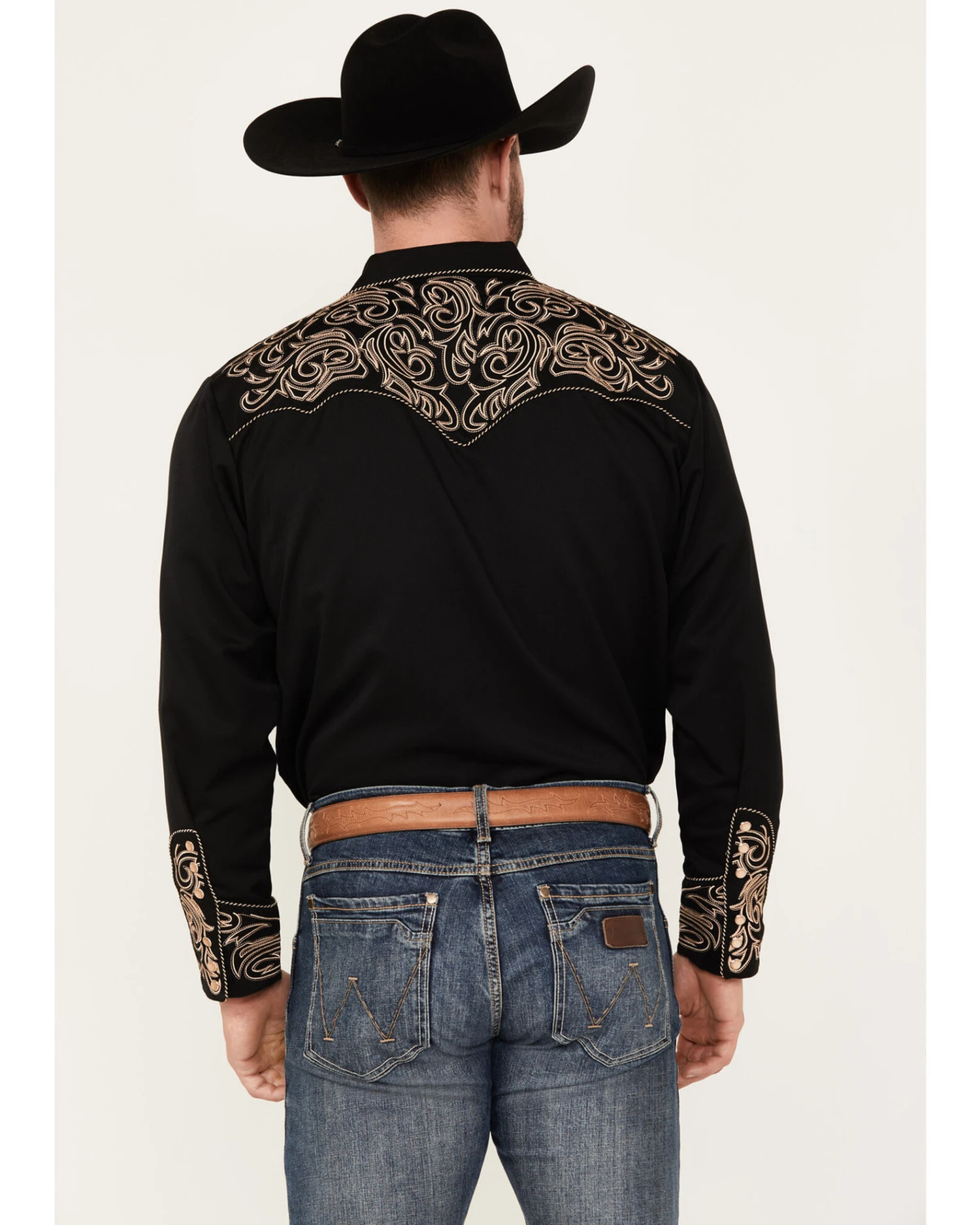 Scully Men's Embroidered Scroll Long Sleeve Snap Western Shirt - Image 4