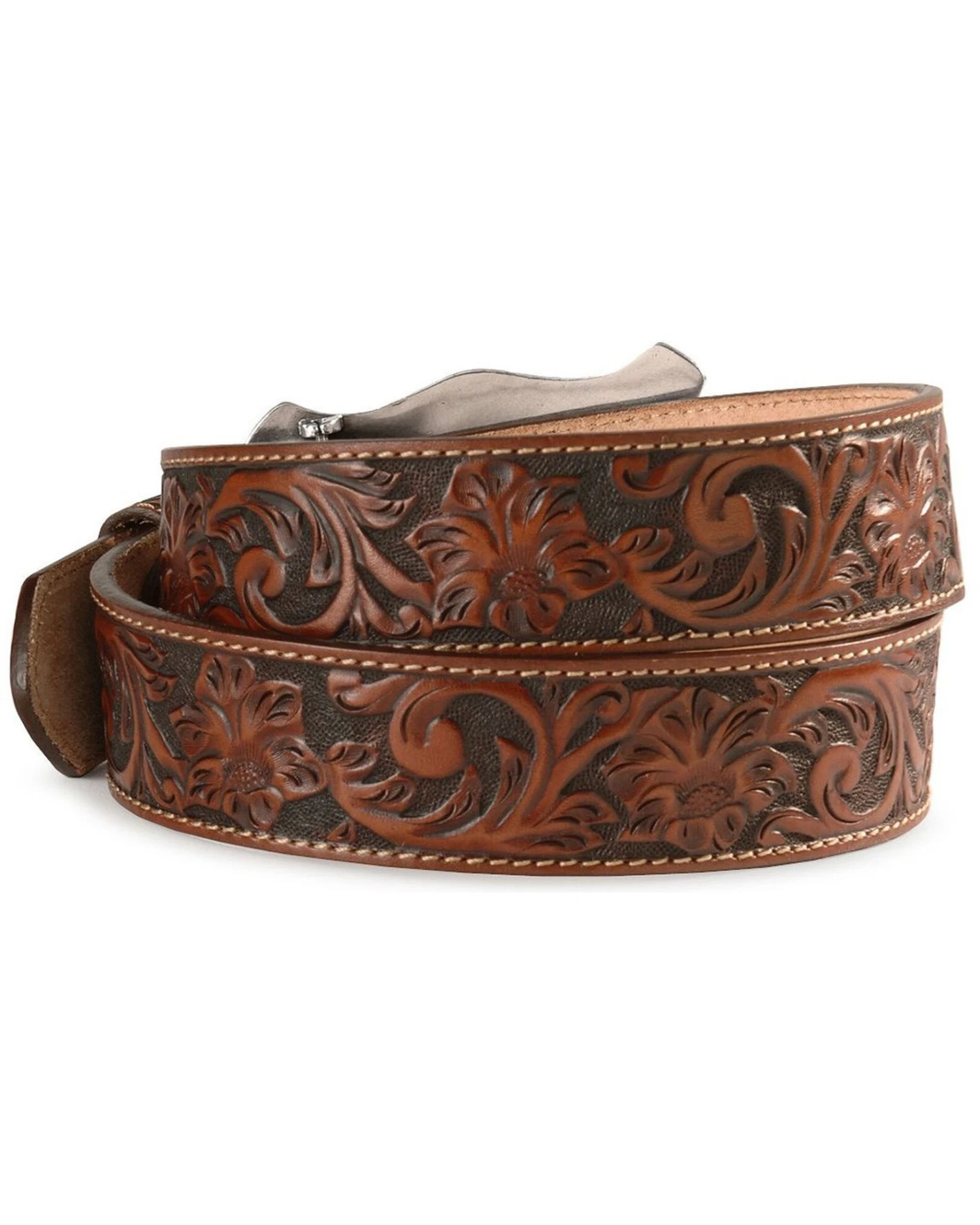 Justin Men's Longhorn Buckle Leather Belt - Reg. & Big - Image 2