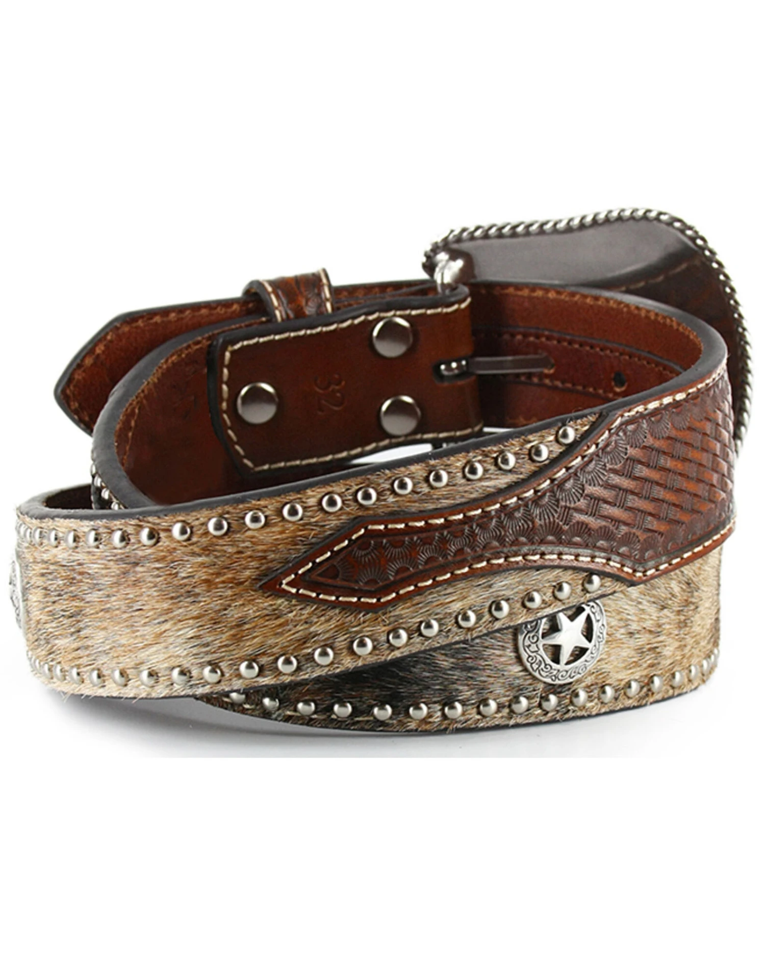 Nocona Men's Hair-On-Hide Star Concho Belt - Image 3