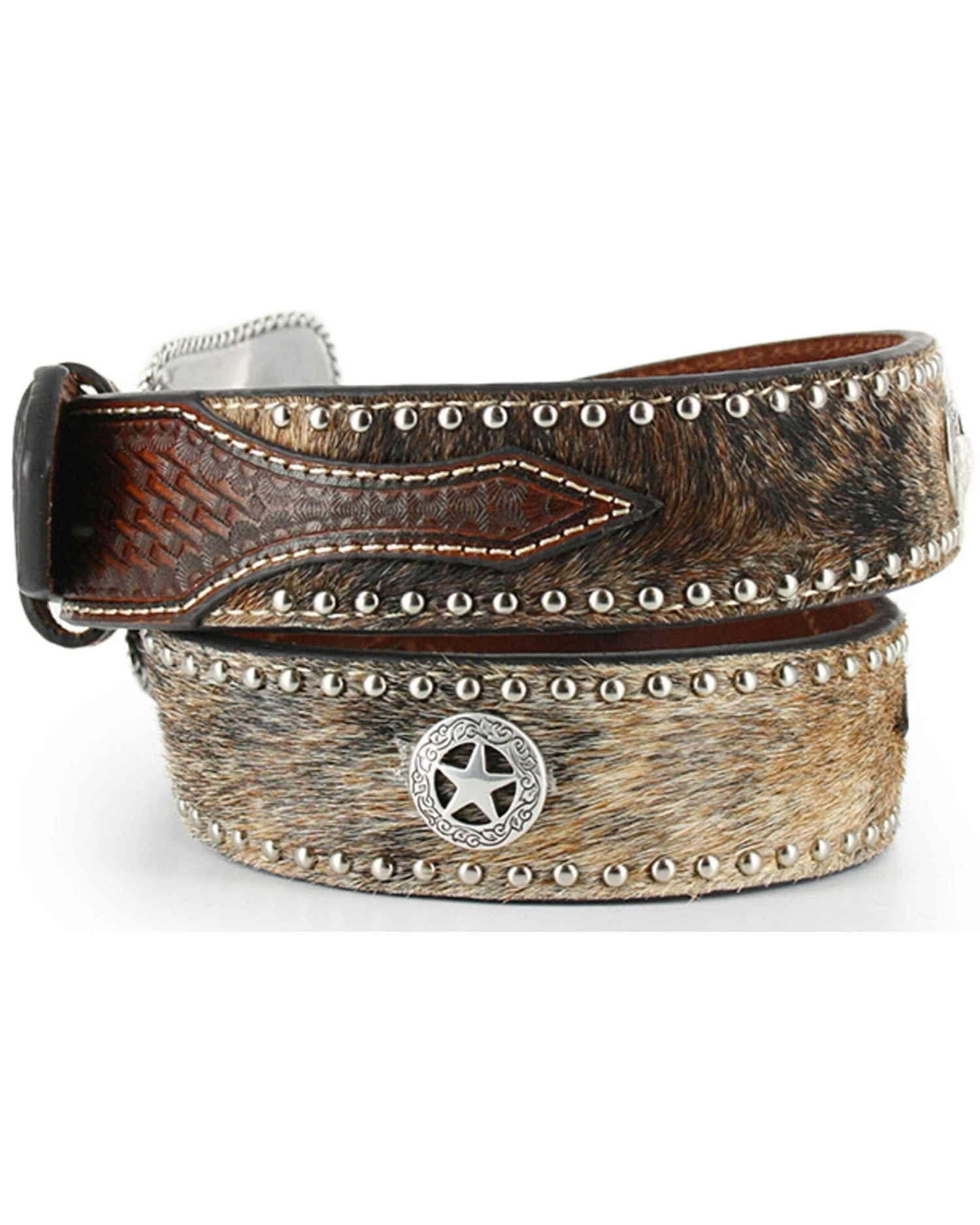 Nocona Men's Hair-On-Hide Star Concho Belt - Image 2