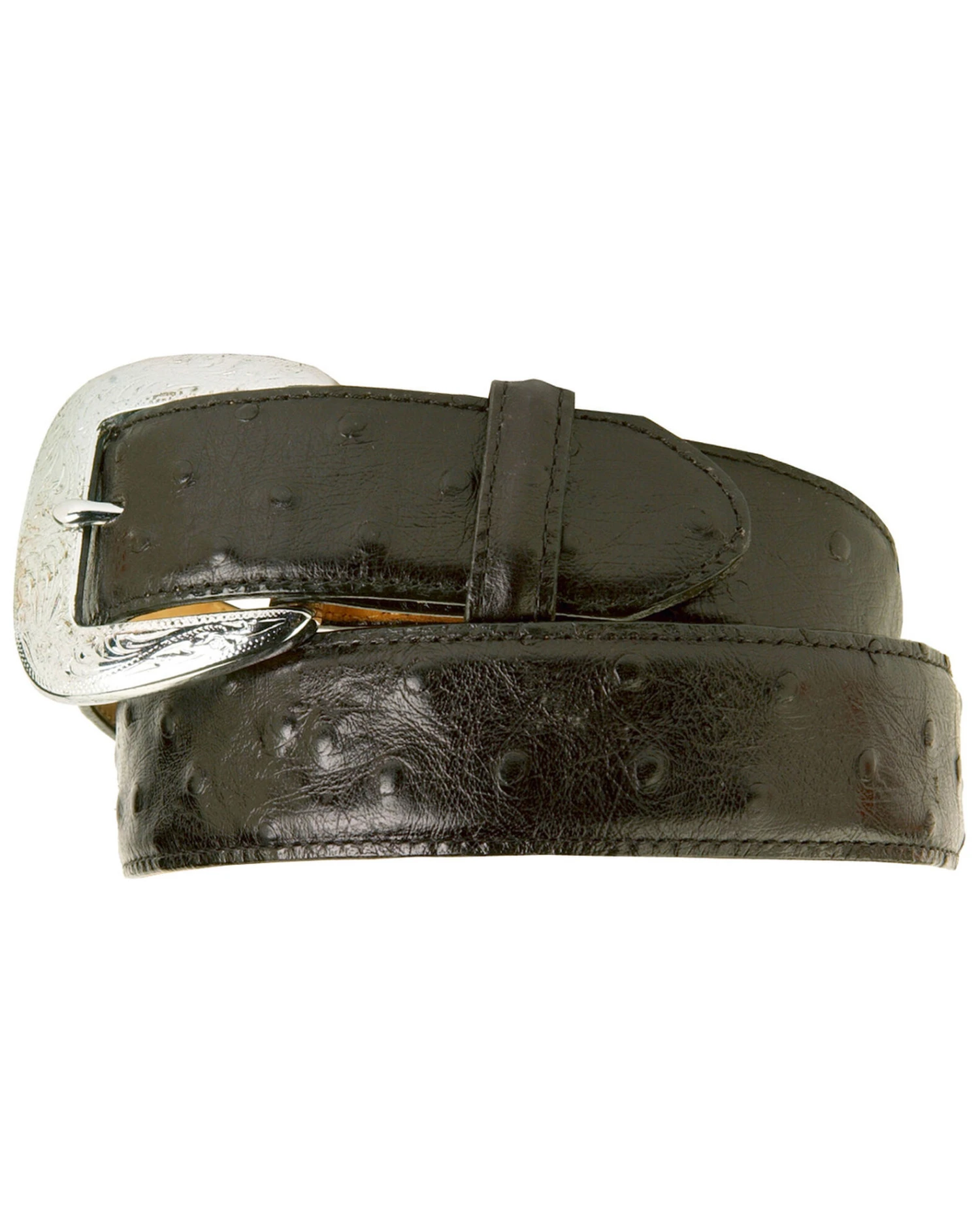 Tony Lama Men's Ostrich Print Leather Belt - Reg & Big - Image 3