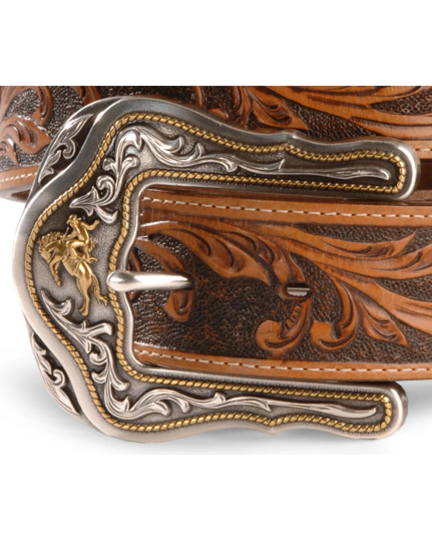 Tony Lama Men's Western Ride Leather Belt - Reg & Big - Image 2