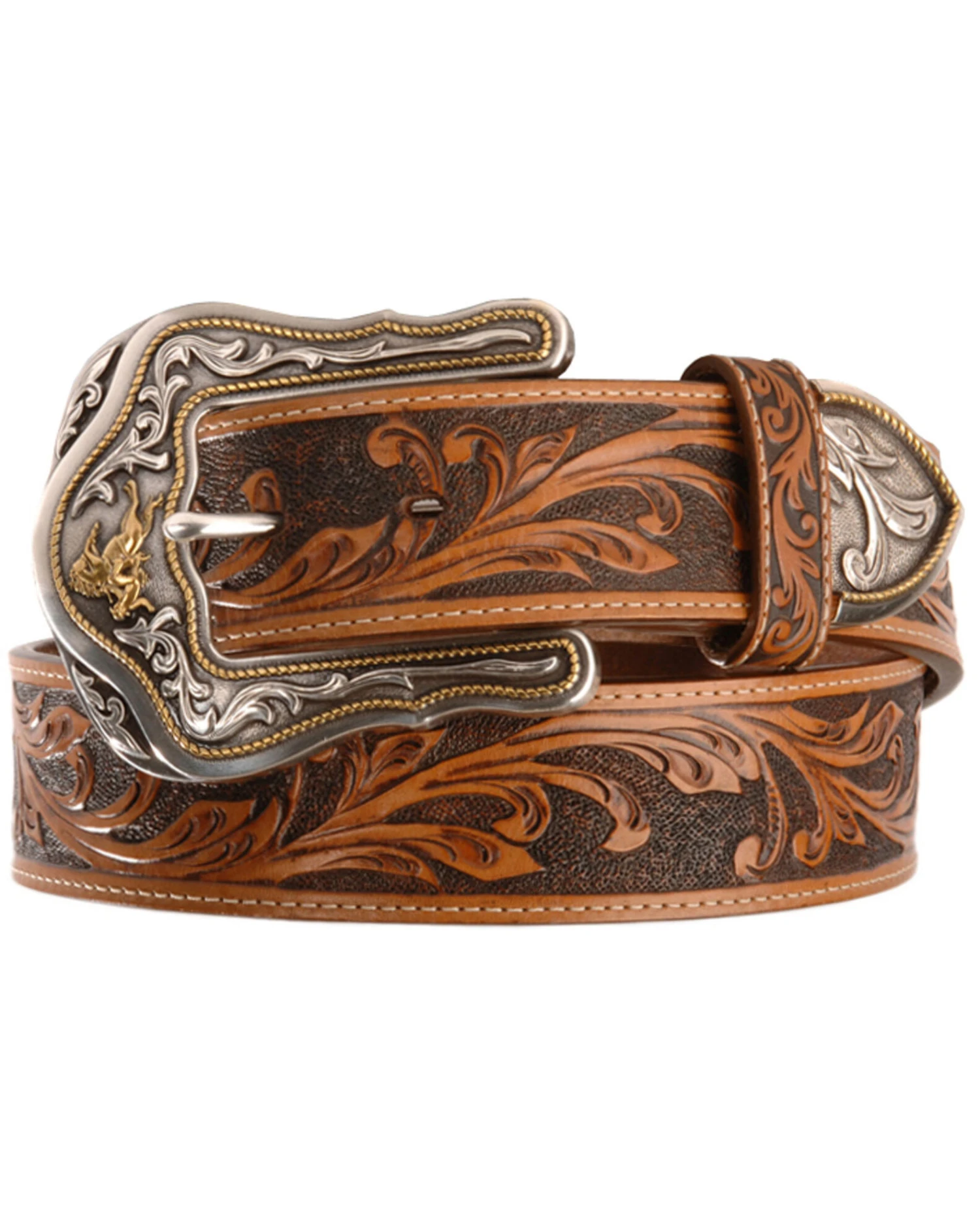 Tony Lama Men's Western Ride Leather Belt - Reg & Big - Image 3