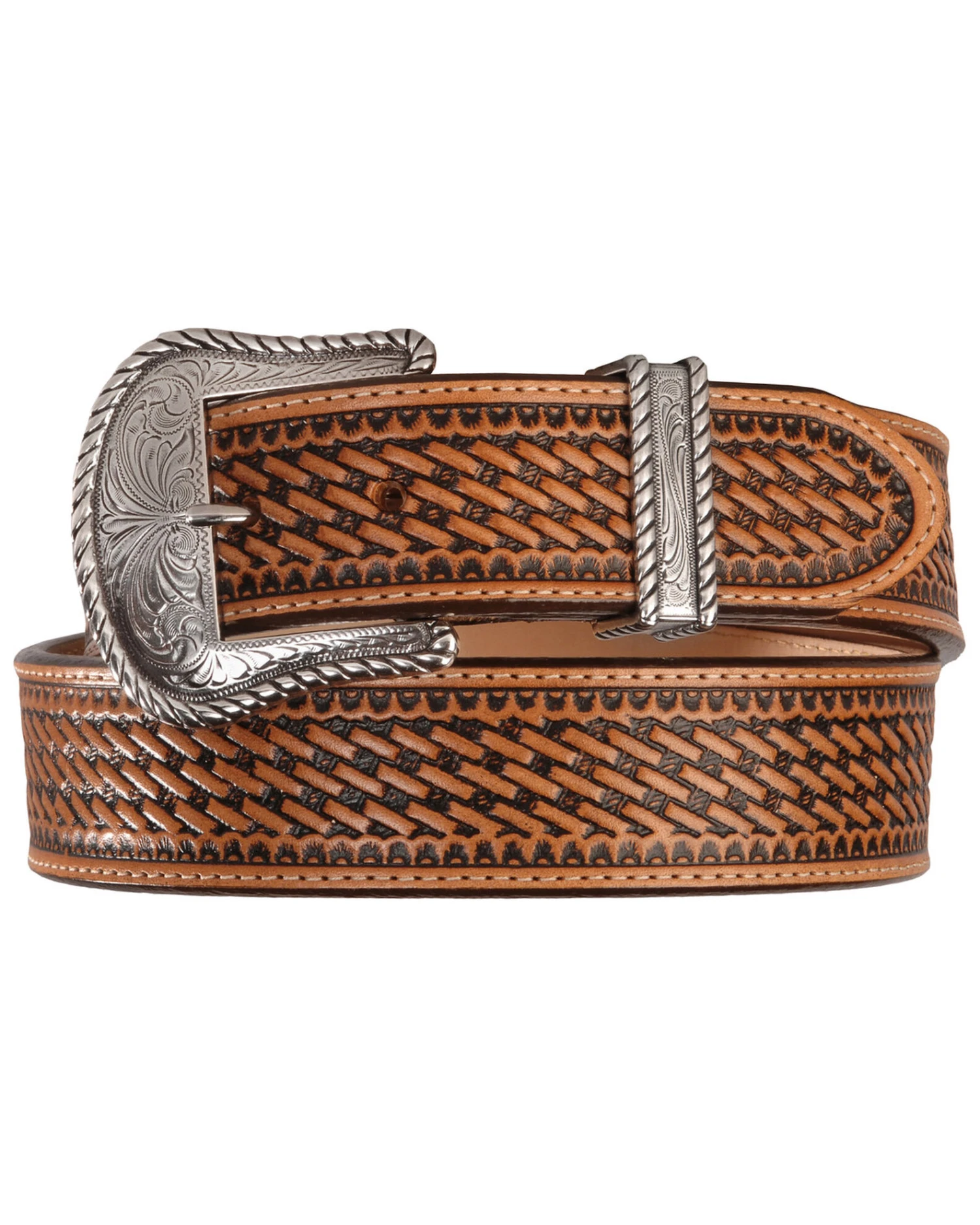 Justin Men's Bronco Basketweave Leather Belt