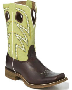 Nocona Men's Two Tone Saddle Stitch Western Boots - Broad Square Toe