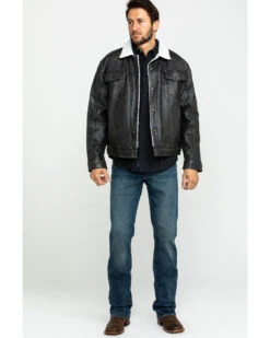 Cripple Creek Men's Conceal Carry Sherpa Lined Leather Jacket