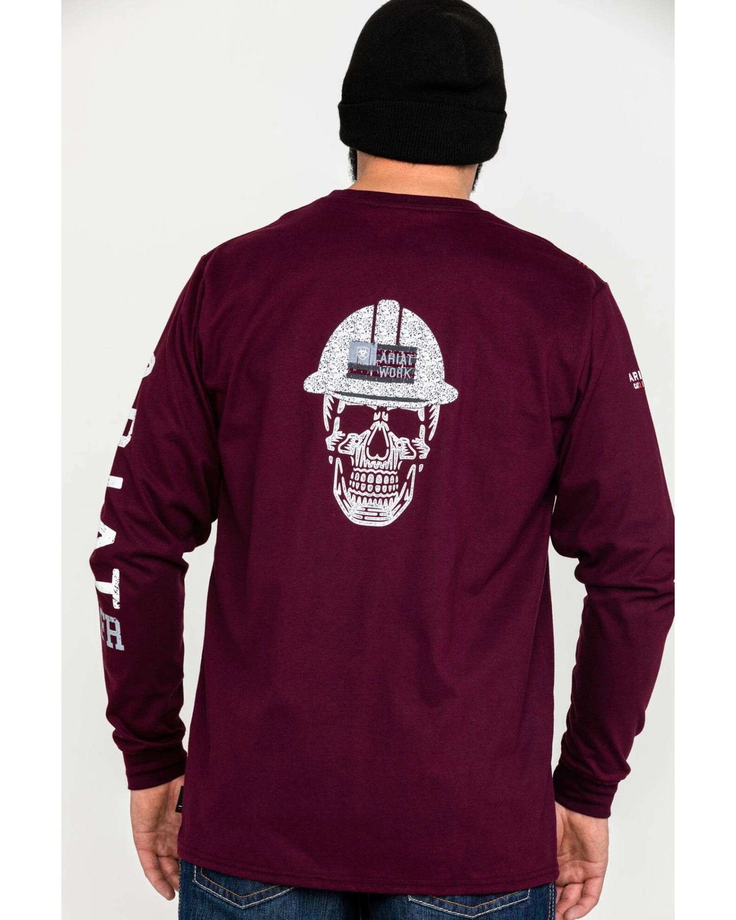 Ariat Men's FR Roughneck Skull Logo Crew Long Sleeve Work Tee - Tall - Image 2