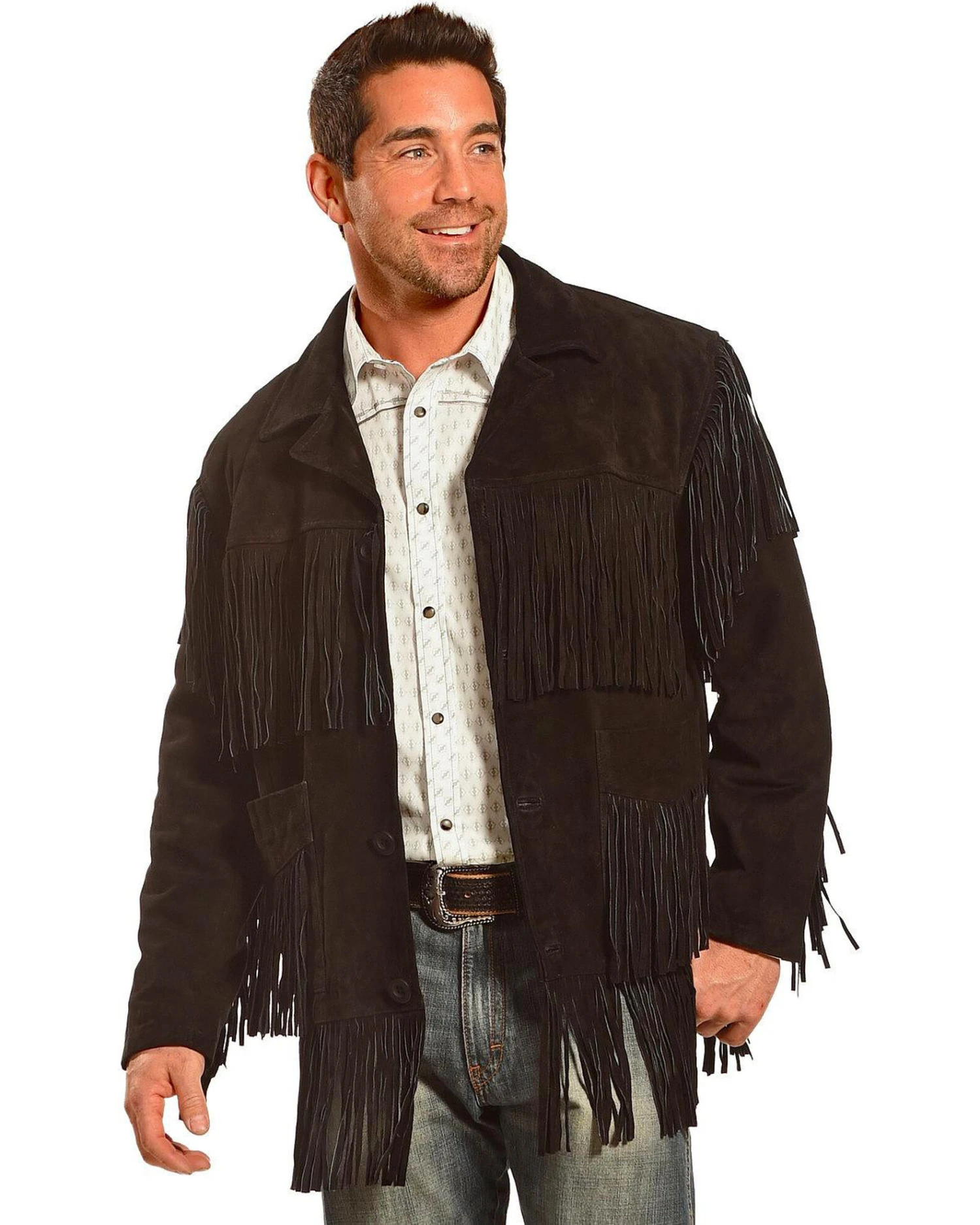 Liberty Wear Men's Fringe Suede Leather Jacket - Big