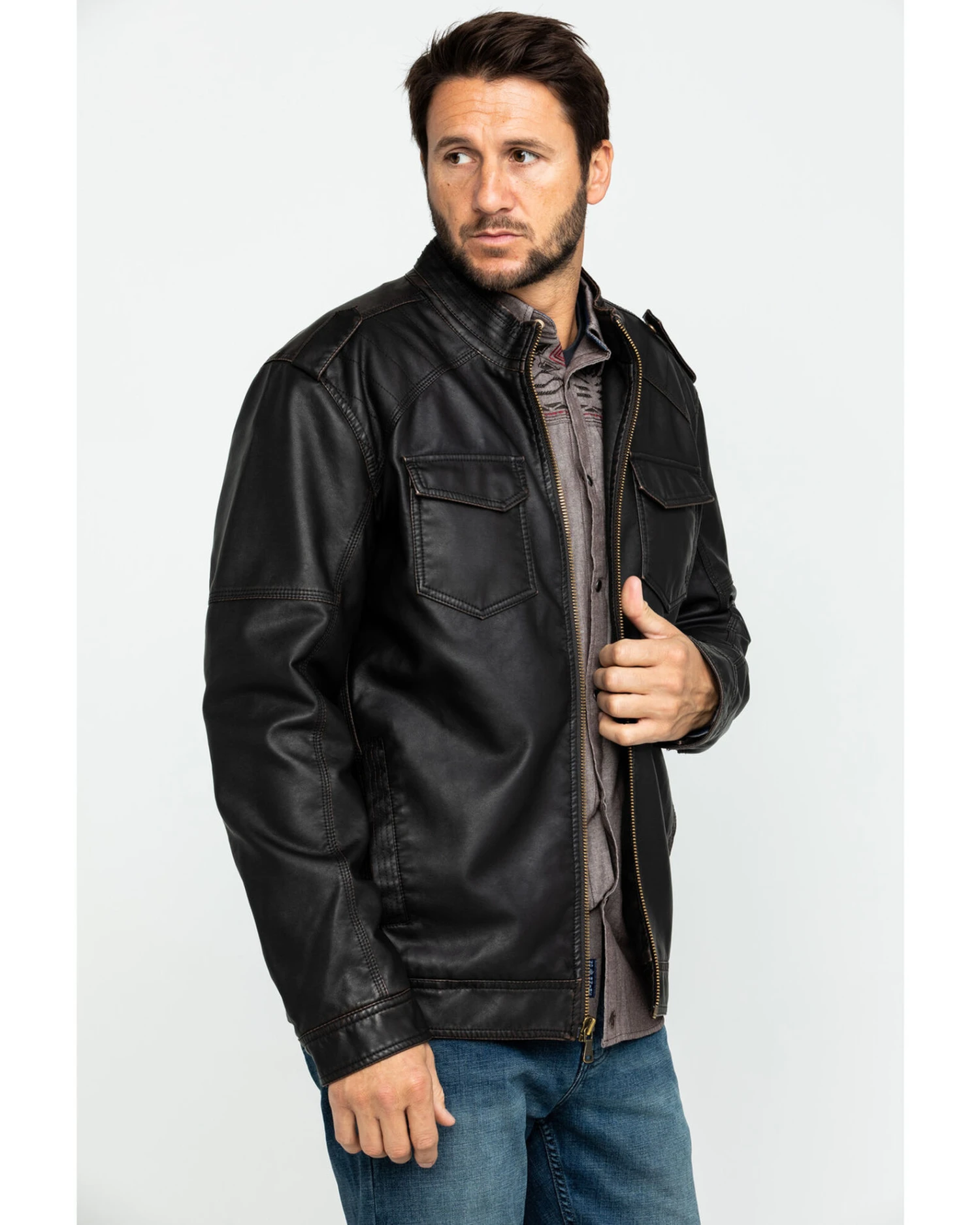 Cody James Men's Backwoods Distressed Faux Leather Moto Jacket - Big & Tall - Image 2