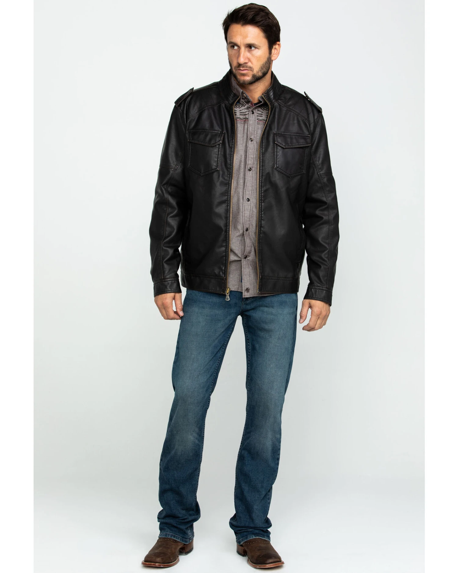 Cody James Men's Backwoods Distressed Faux Leather Moto Jacket - Big & Tall - Image 5