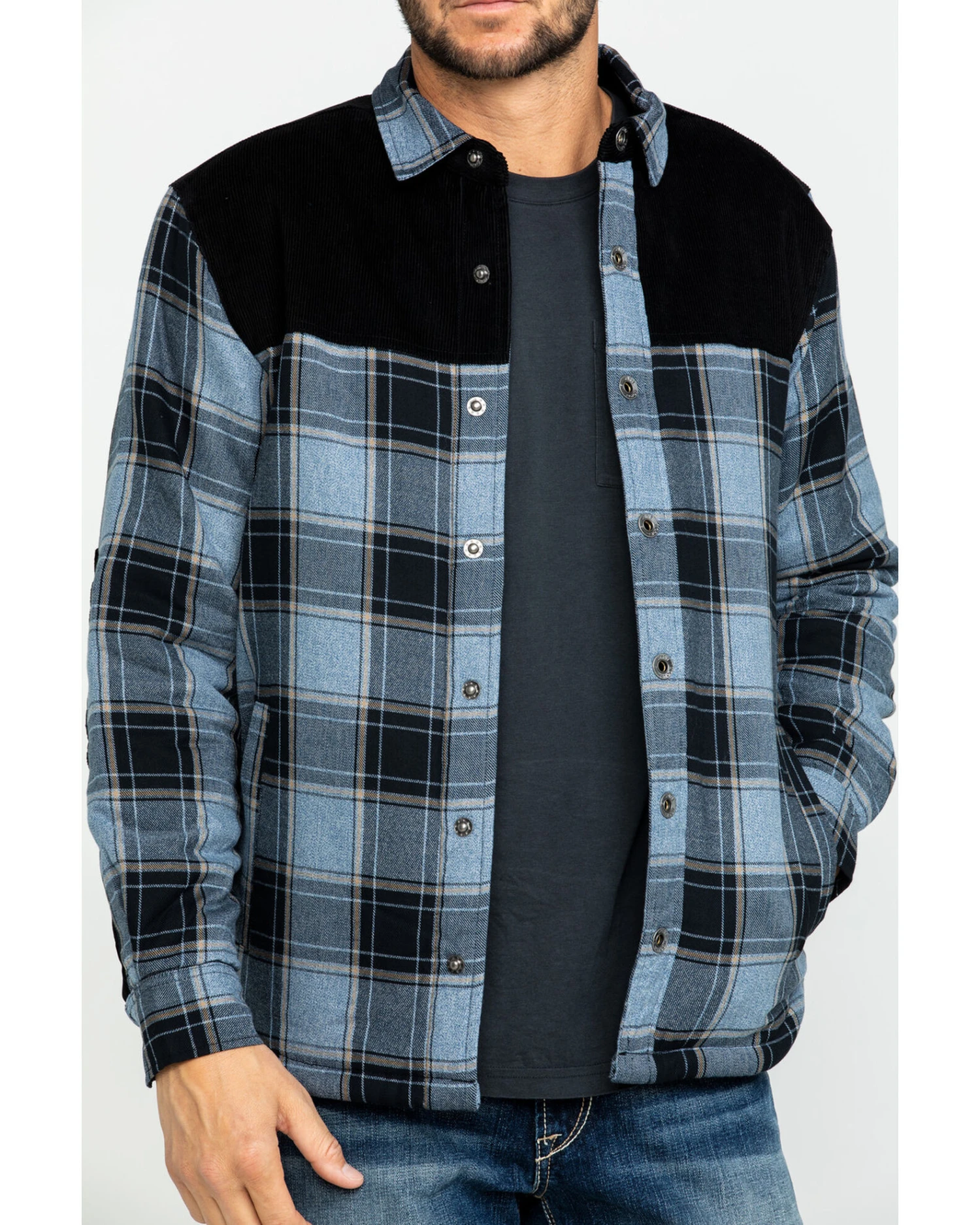 Moonshine Spirit Men's Goleta Plaid Mixed Flannel Nylon Shirt Jacket - Image 3