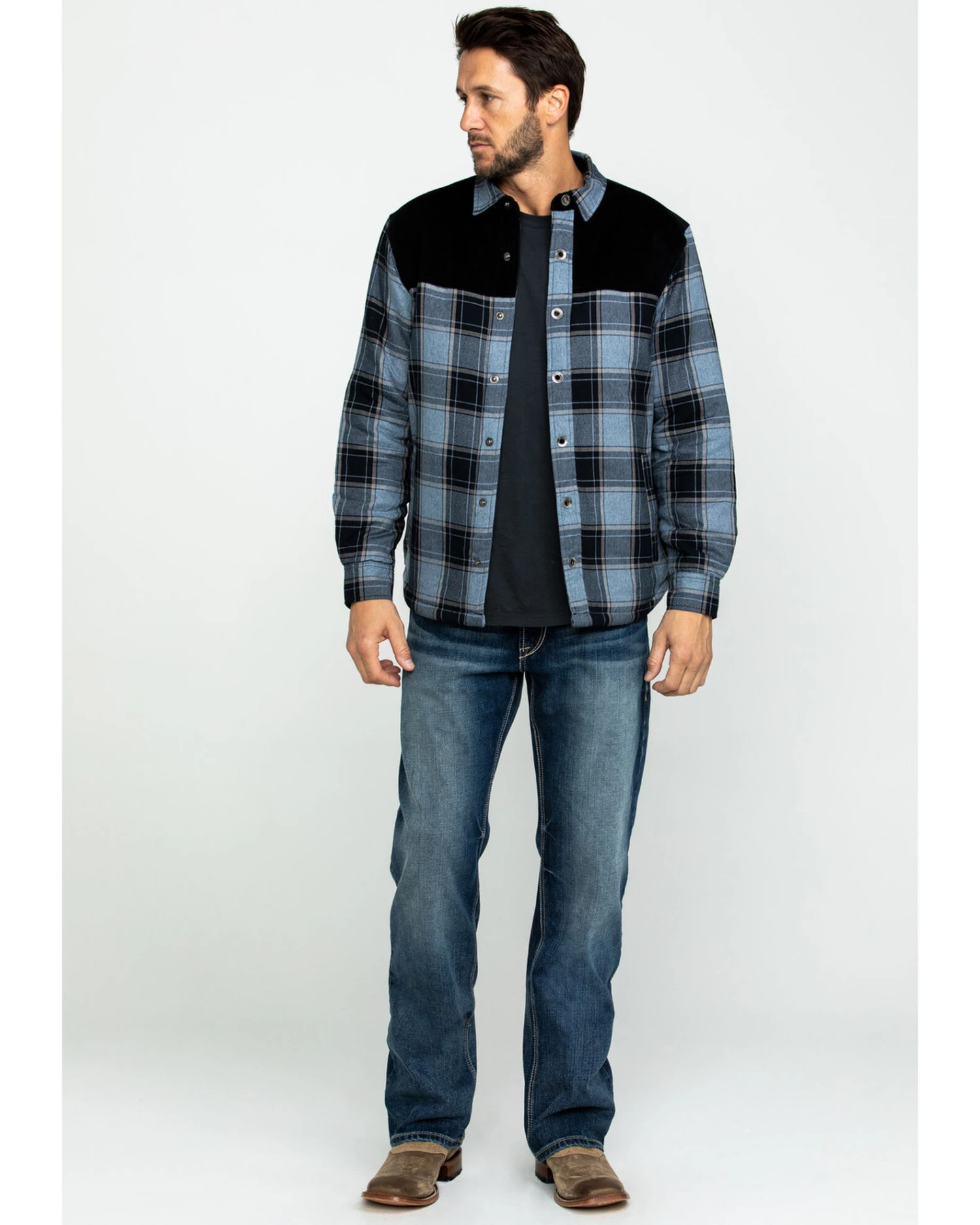 Moonshine Spirit Men's Goleta Plaid Mixed Flannel Nylon Shirt Jacket - Image 5