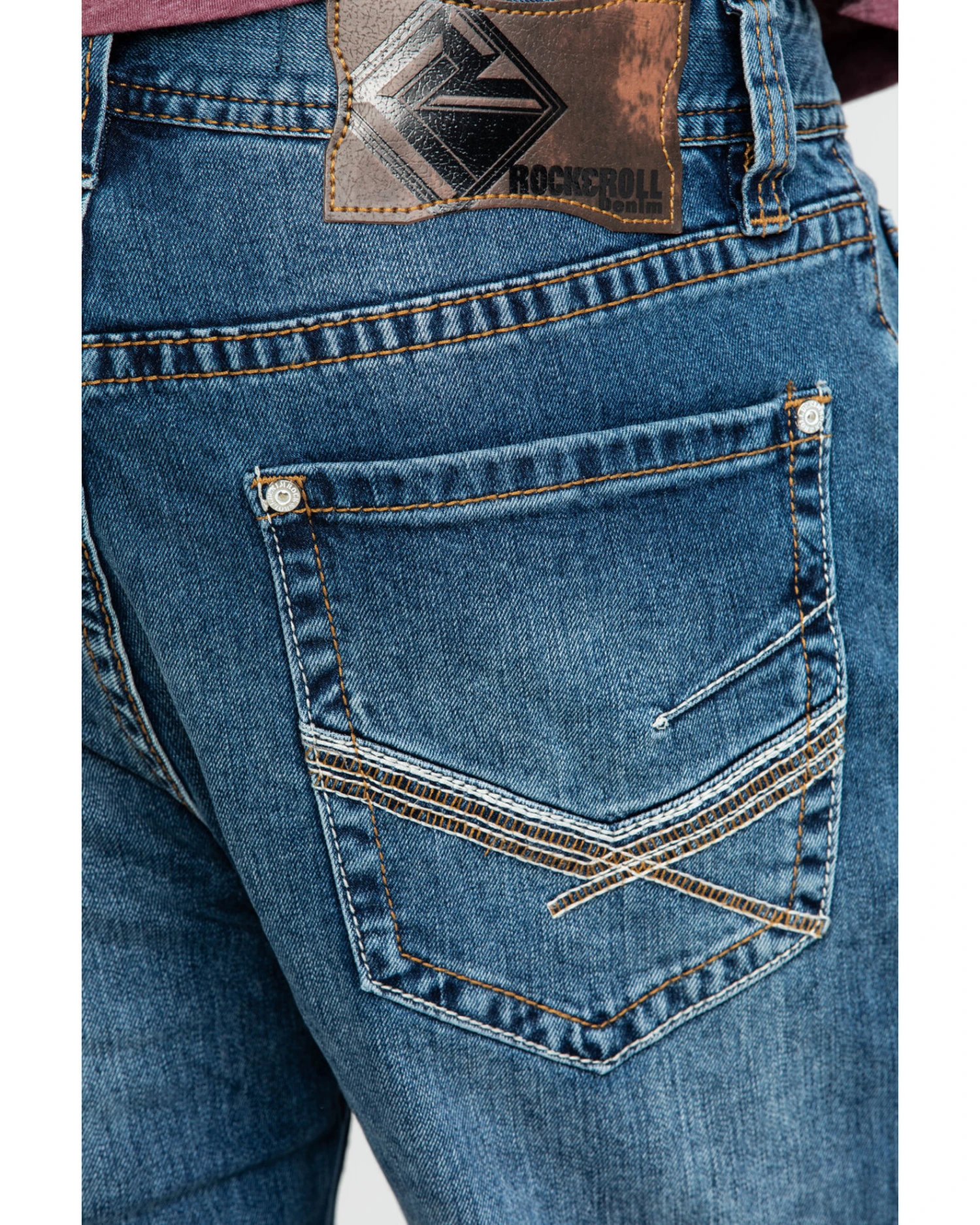 Rock & Roll Denim Men's X Stitch Double Barrel Relaxed Straight Jeans