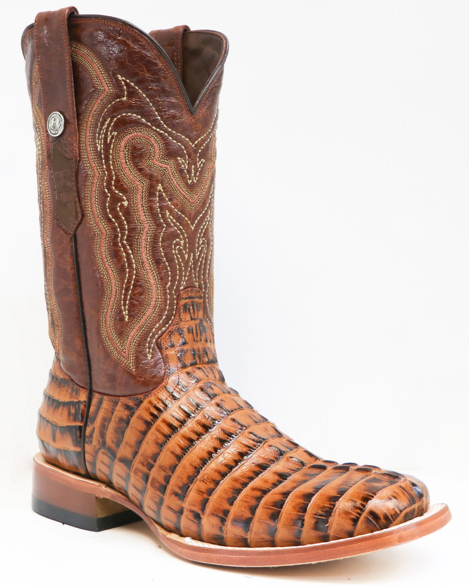 Tanner Mark Men's Caiman Tail Print Western Boots - Broad Square Toe - Image 4