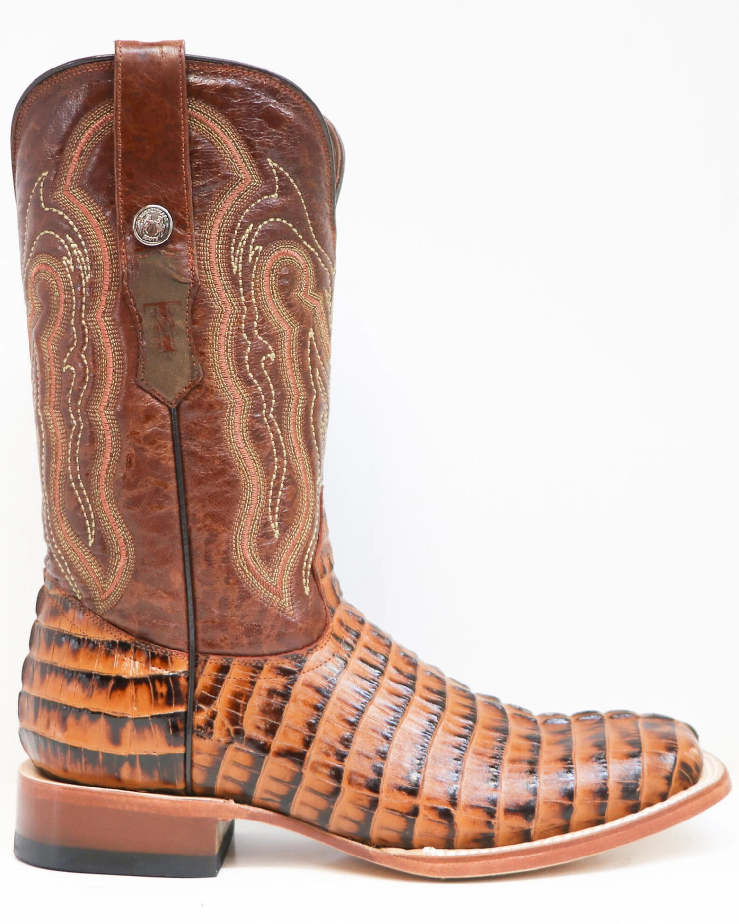 Tanner Mark Men's Caiman Tail Print Western Boots - Broad Square Toe - Image 5