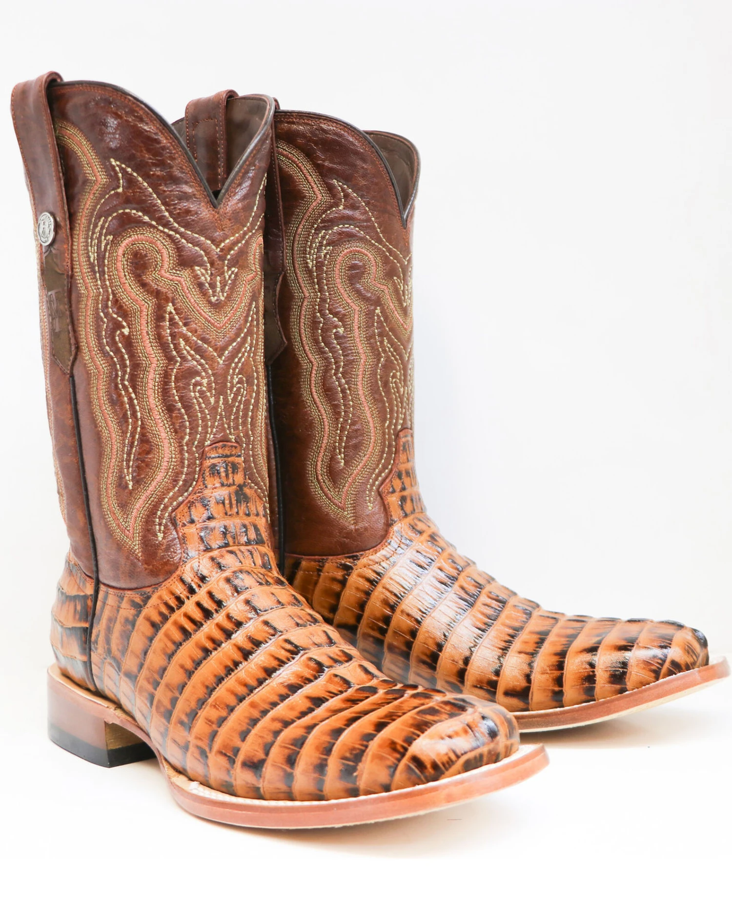 Tanner Mark Men's Caiman Tail Print Western Boots - Broad Square Toe - Image 2