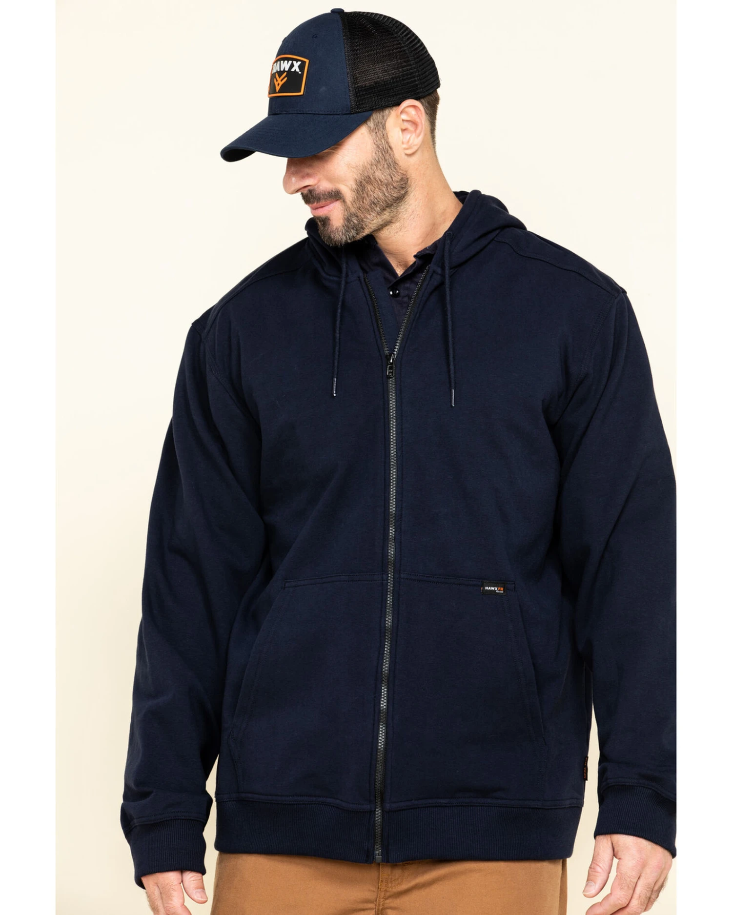 Hawx Men's FR Zip Up Fleece Hooded Work Hoodie - Image 2
