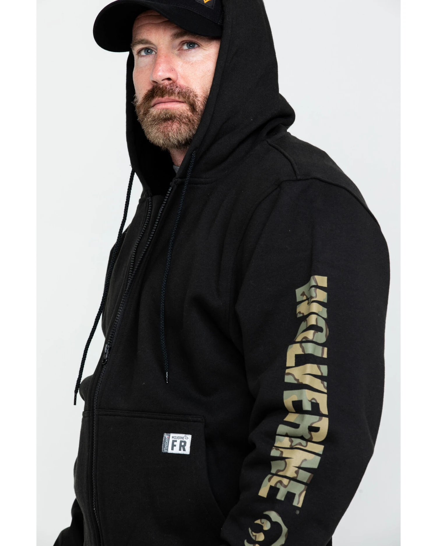 Wolverine Men's FR Logo Sleeve Zip-Up Work Hoodie - Image 3