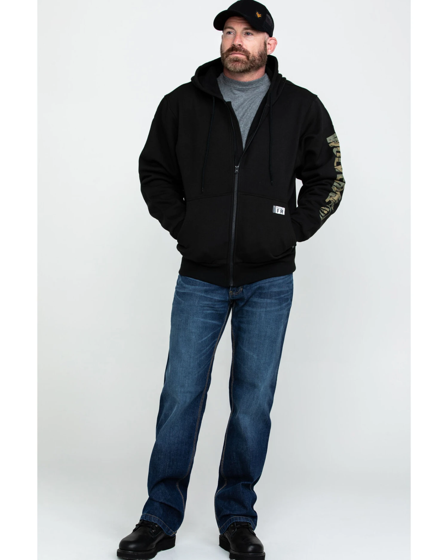 Wolverine Men's FR Logo Sleeve Zip-Up Work Hoodie - Image 4