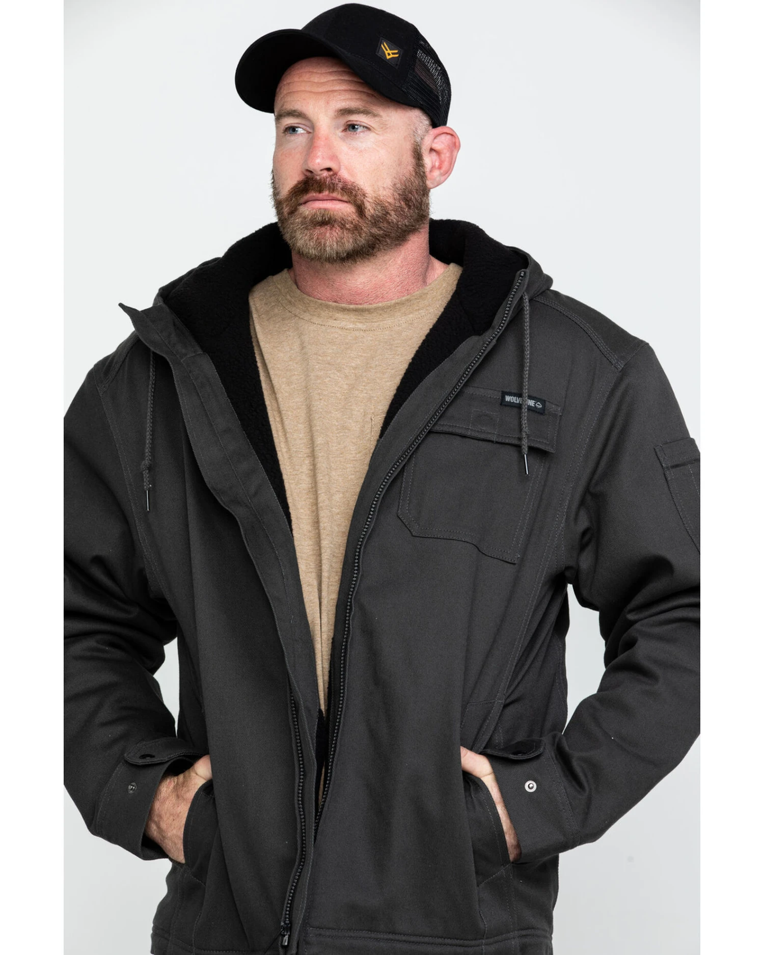 Wolverine Men's Worksite Stretch Canvas Hooded Work Jacket - Image 5