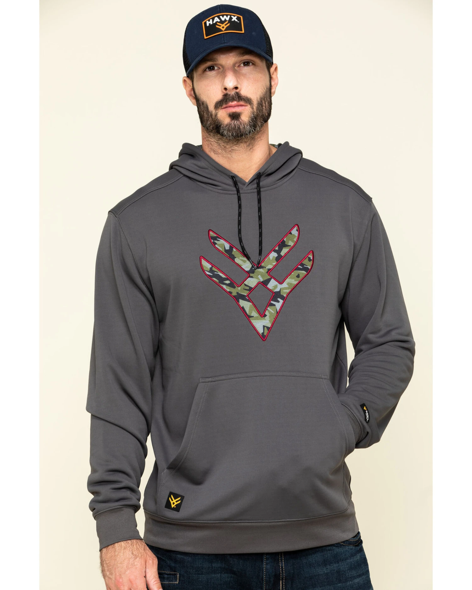 Hawx Men's Gray Tech Logo Hooded Work Sweatshirt - Tall - Image 4