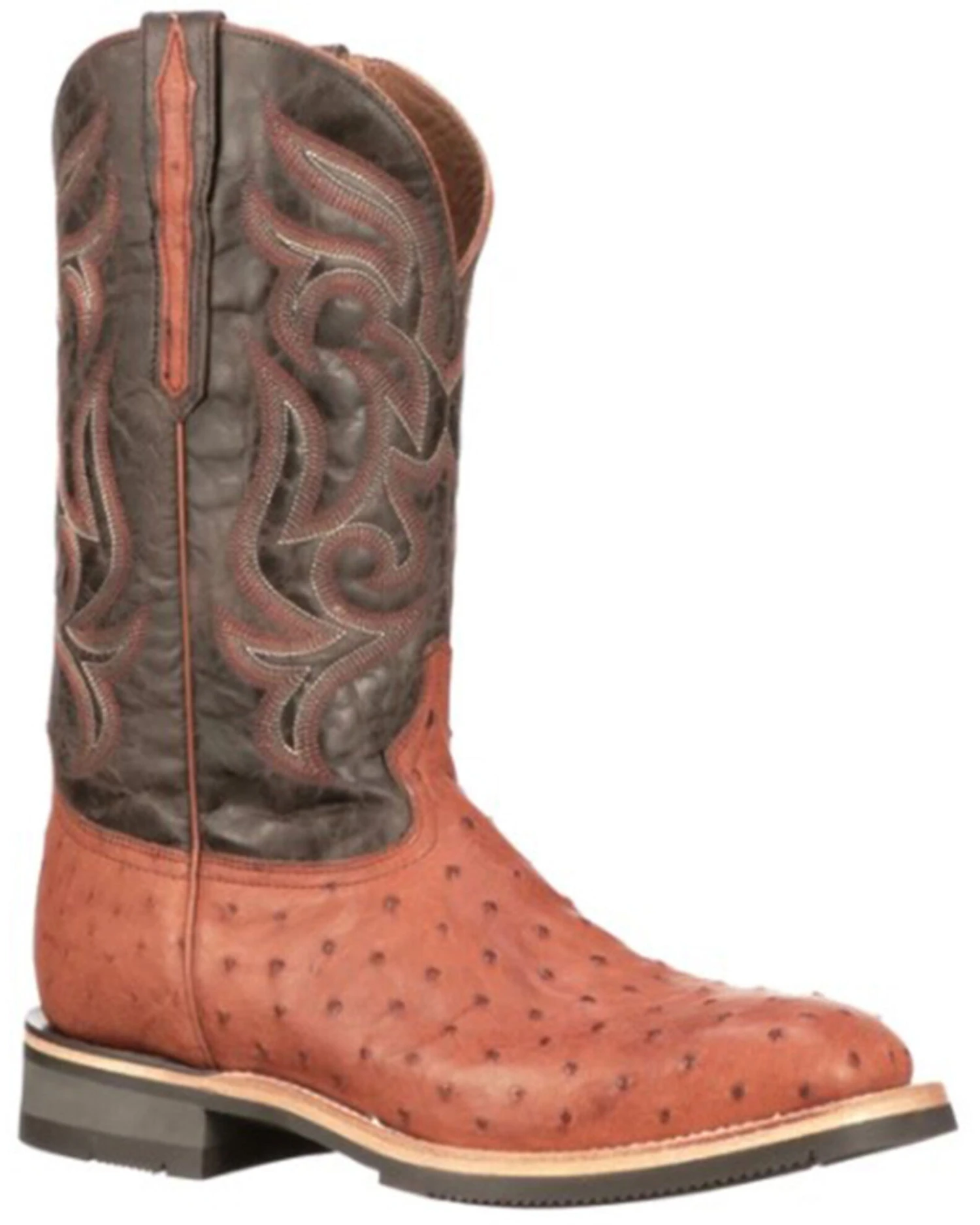 Lucchese Men's Rowdy Ostrich Skin Western Boots - Broad Square Toe - Image 4