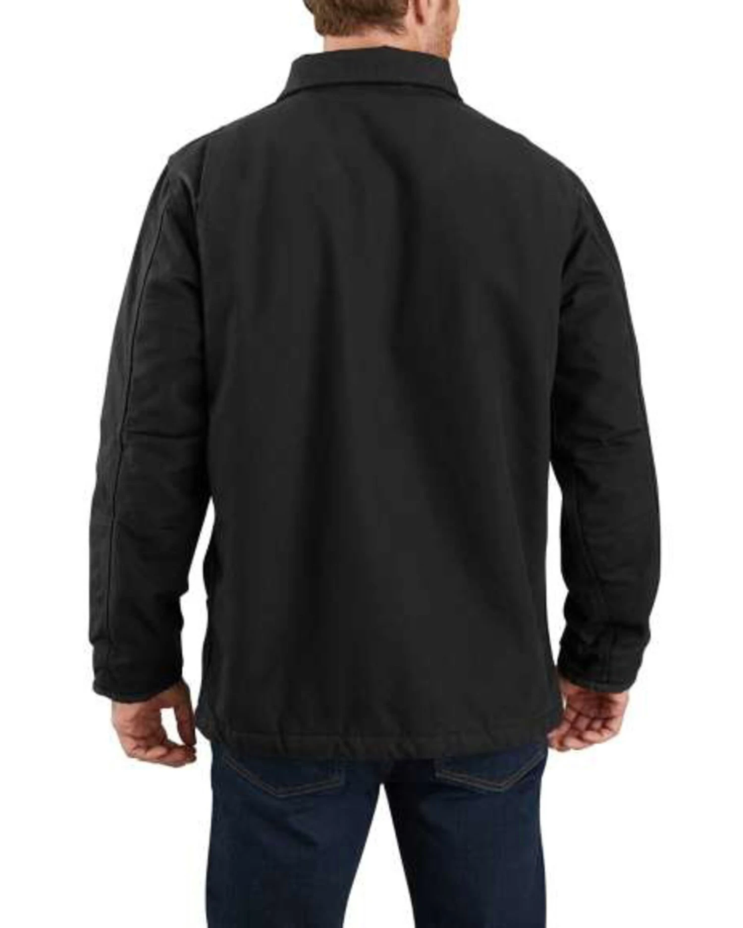 Carhartt Men's Black Washed Duck Sherpa Lined Work Coat - Big - Image 4