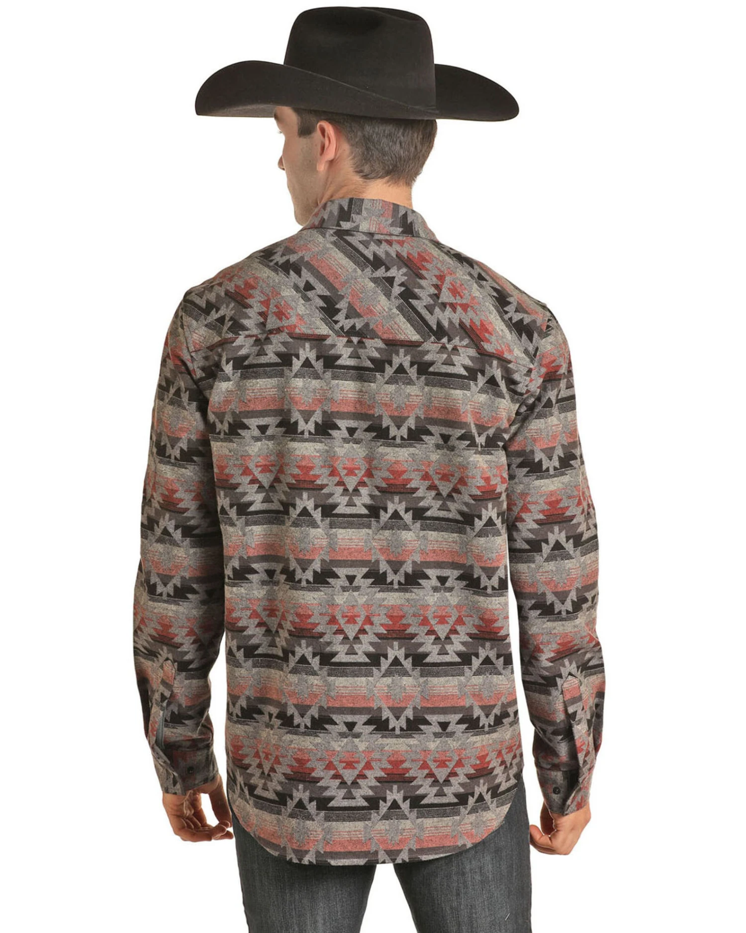 Rock & Roll Denim Men's Coral Southwestern Print Shirt Jacket - Image 2