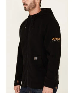 Ariat Men's Black Rebar Thermic Insulated Zip-Front Hooded Work Jacket