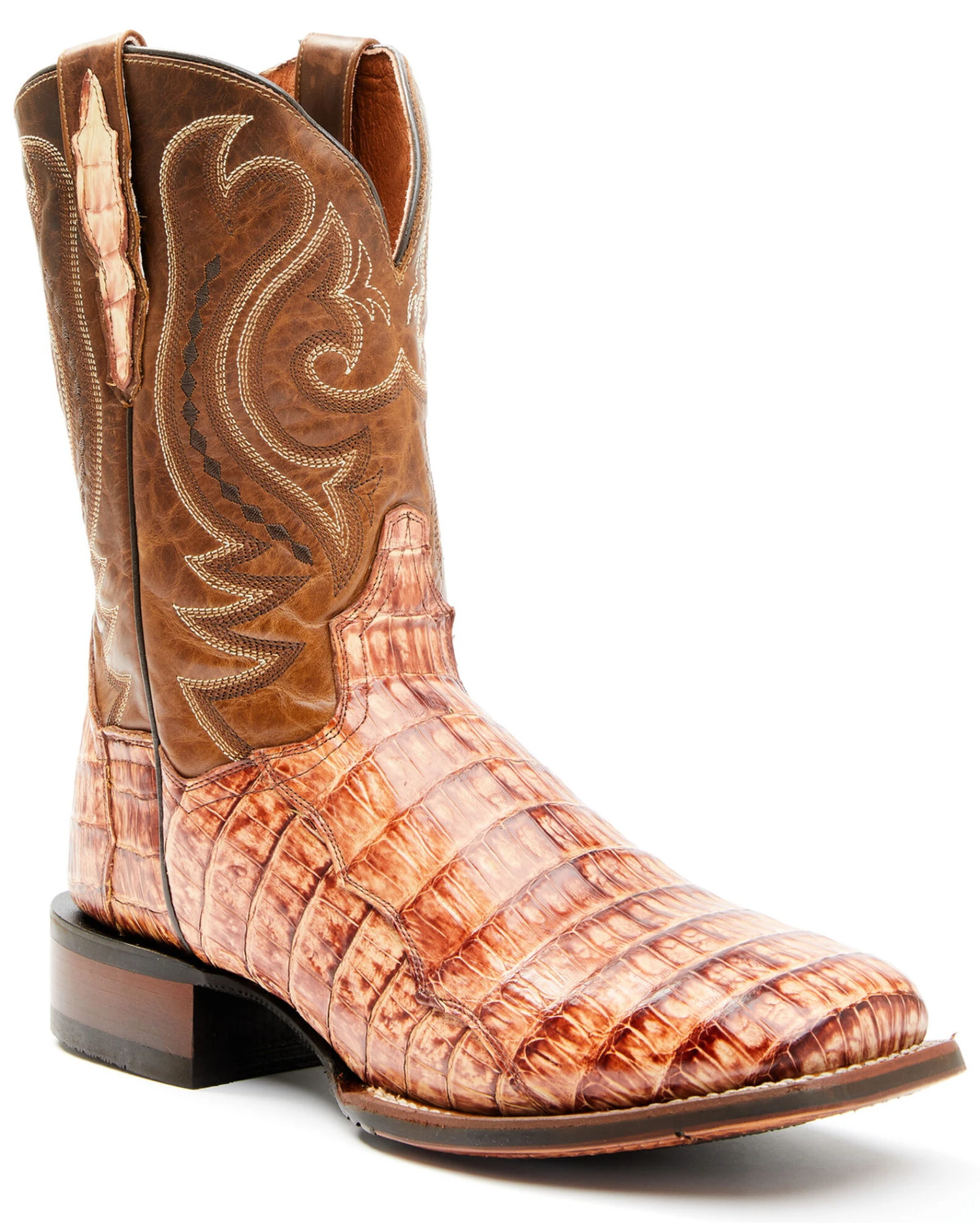 Dan Post Men's Tan Caiman Belly Western Boots - Broad Square Toe - Image 3