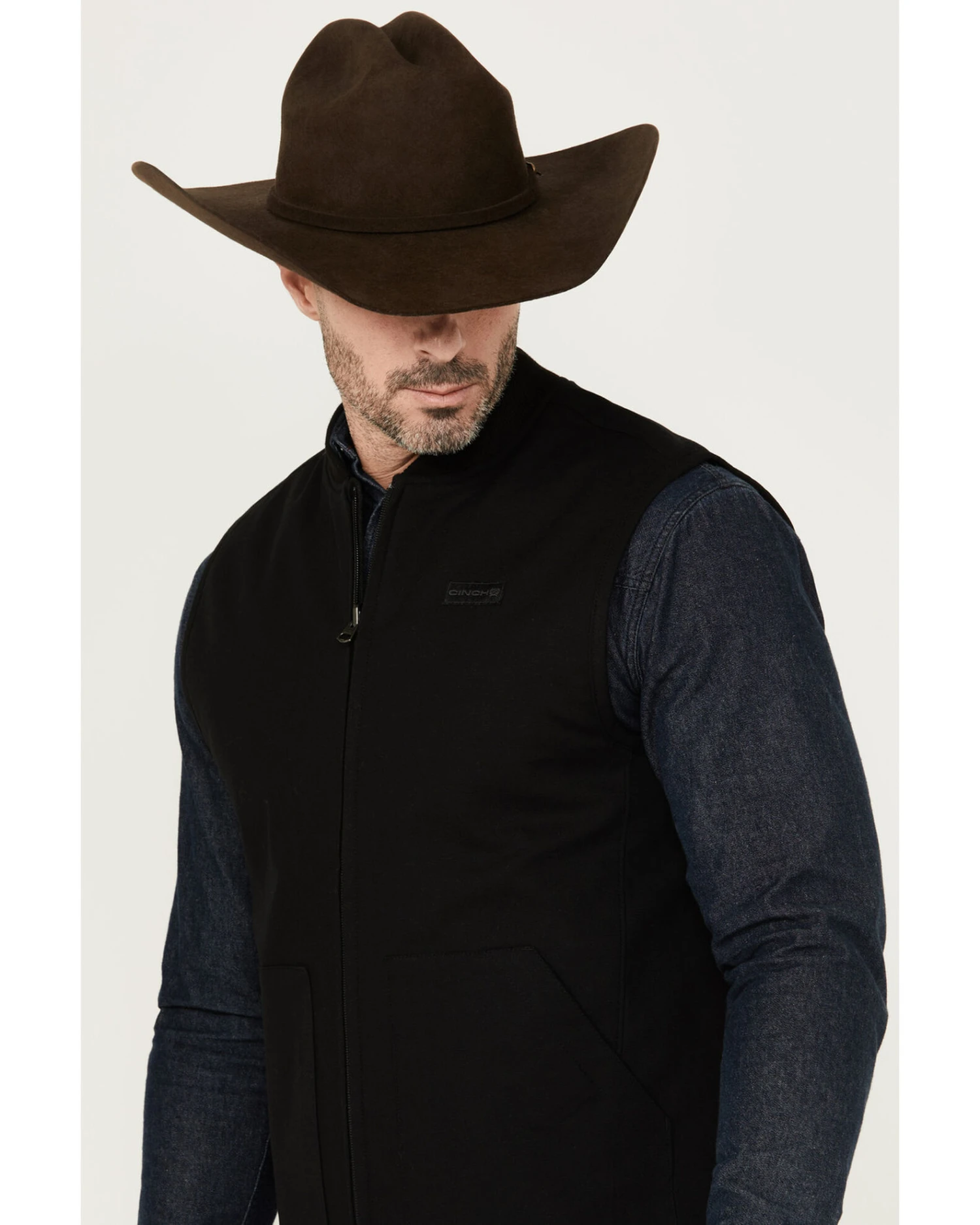 Cinch Men's Plaid Print Reversible Wool Canvas Zip-Front Vest - Image 3