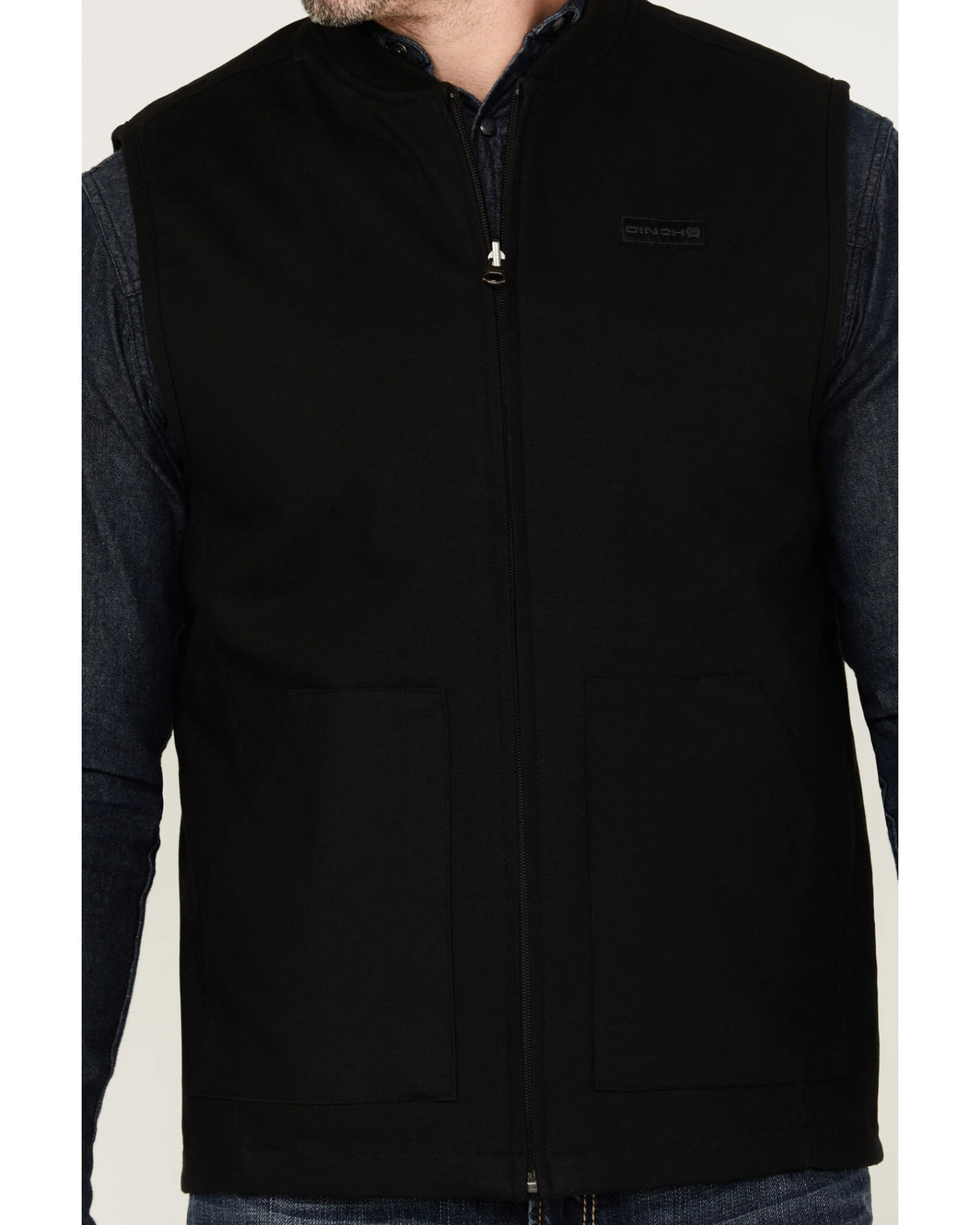 Cinch Men's Plaid Print Reversible Wool Canvas Zip-Front Vest - Image 2