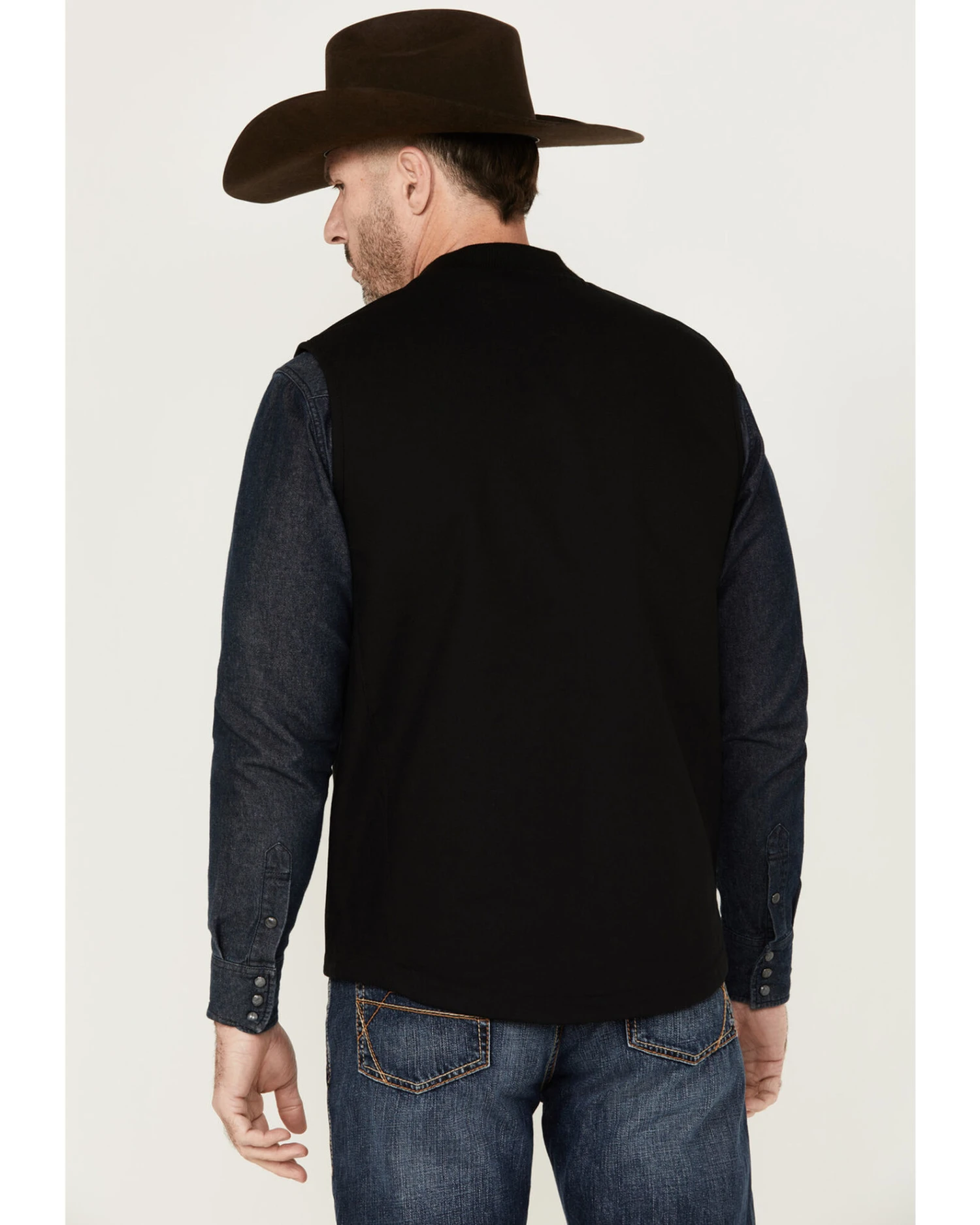 Cinch Men's Plaid Print Reversible Wool Canvas Zip-Front Vest - Image 4