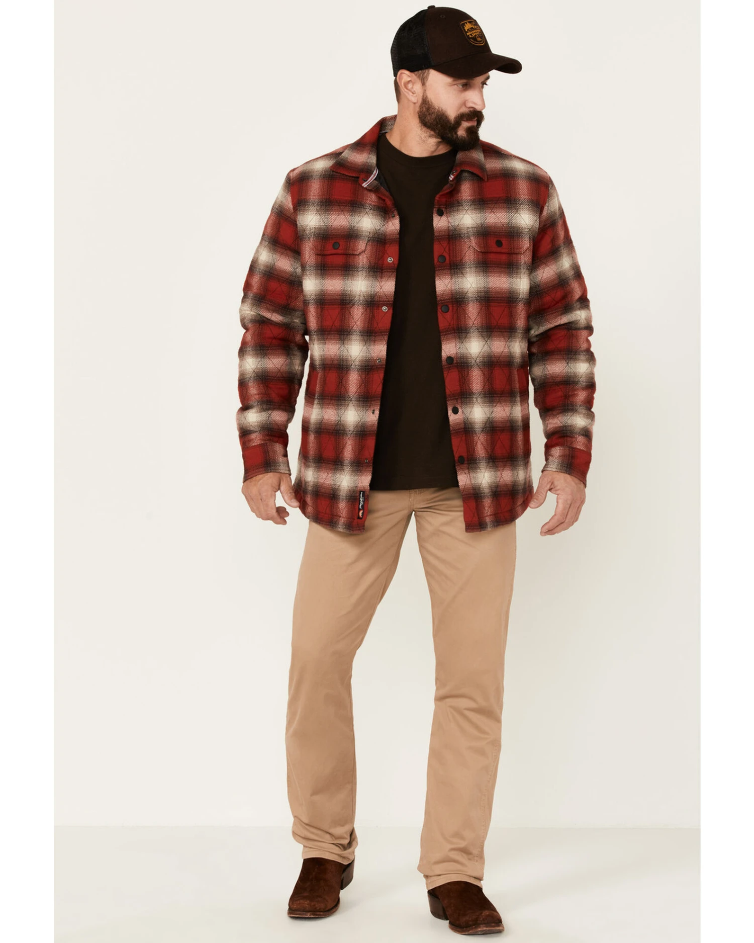 Flag & Anthem Men's Morrison Plaid Quilted Button Down Western Shirt Jacket